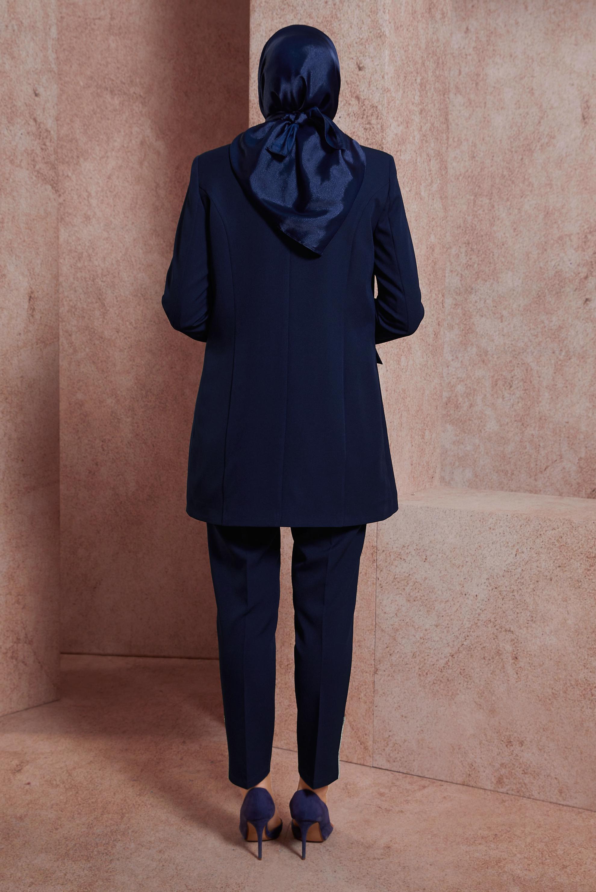 Tesettür giyim LACİVERT ÜÇLÜ PANTOLONLU TAKIM 30440