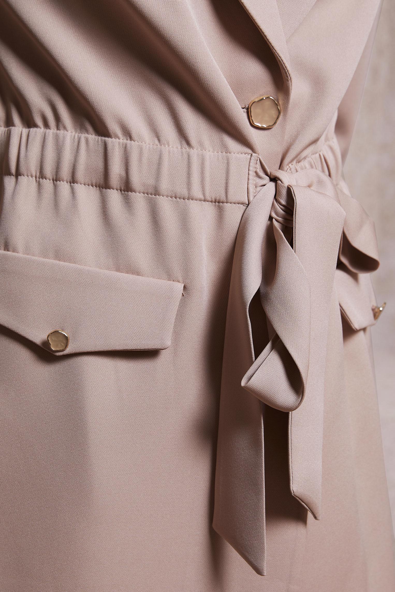 Tesettür giyim KAHVE BAĞLAMA DETAYLI PANTOLONLU TAKIM 30441