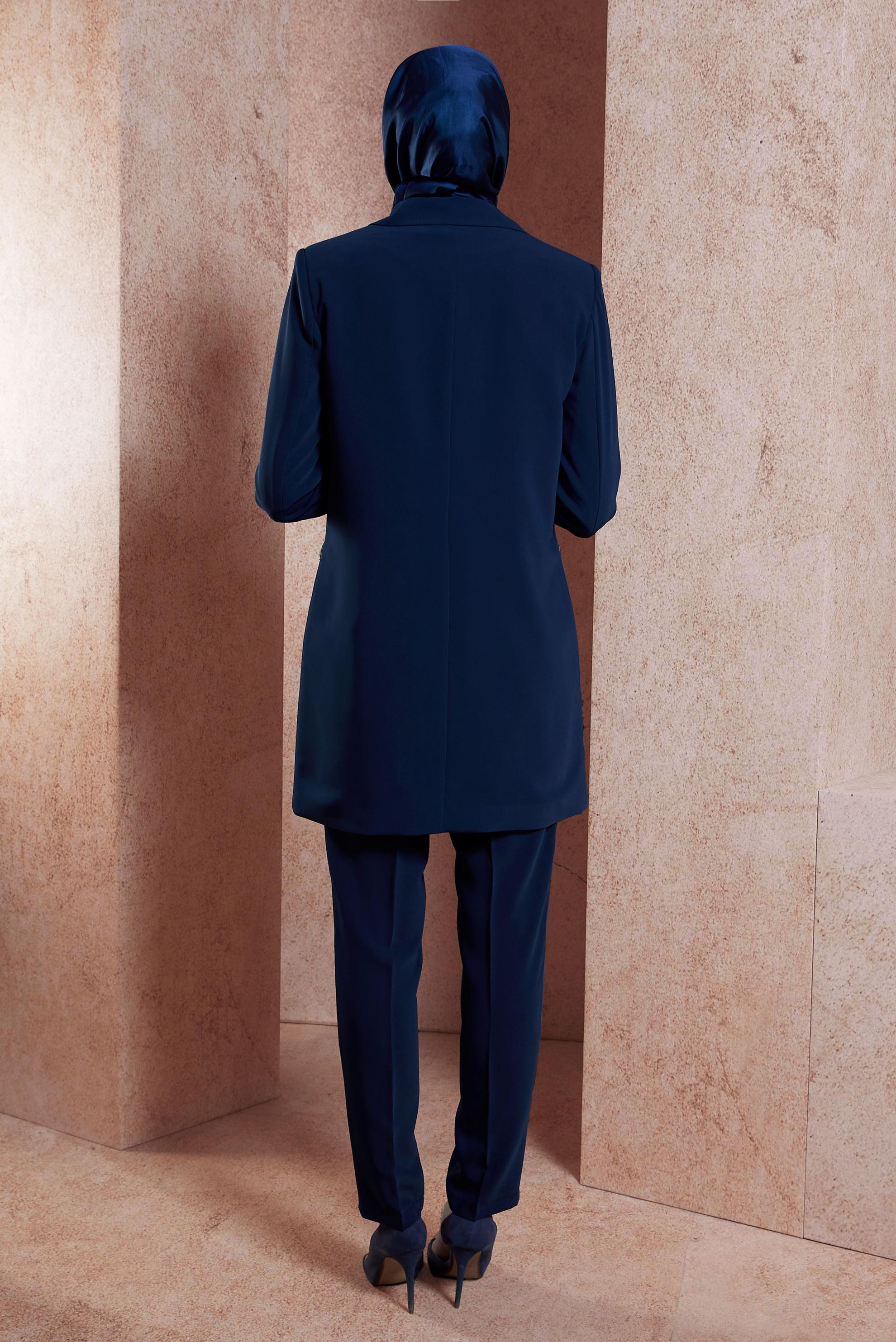 Vêtements hijab BLEU MARINE PANTALON DE COSTUME AVEC BIJOU 30449