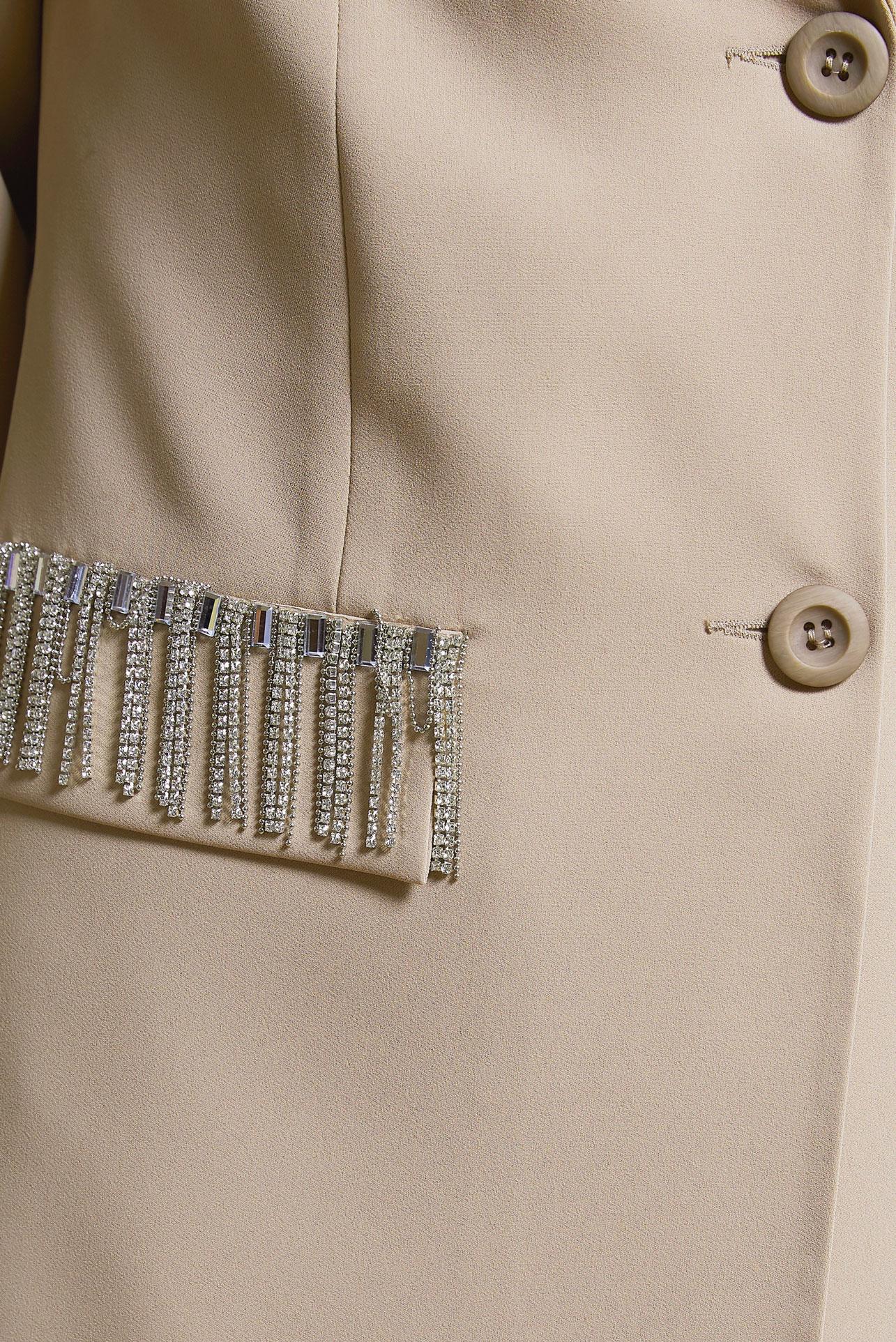 Tesettür giyim VİZON TAŞ DETAYLI PANTOLONLU TAKIM 30449