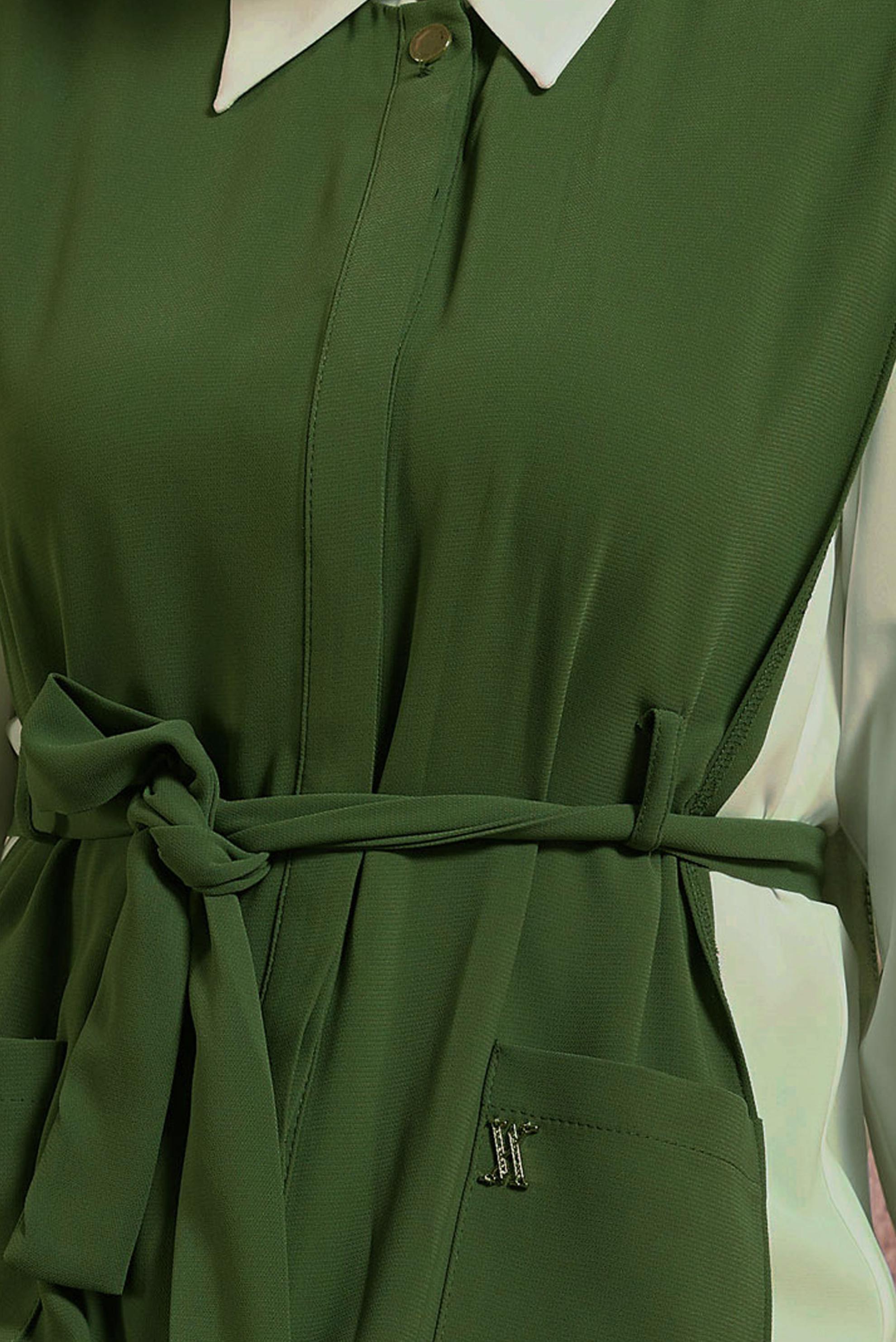 Hijab clothing KHAKI BELTED THREE-PIECES PANTSUIT 44171