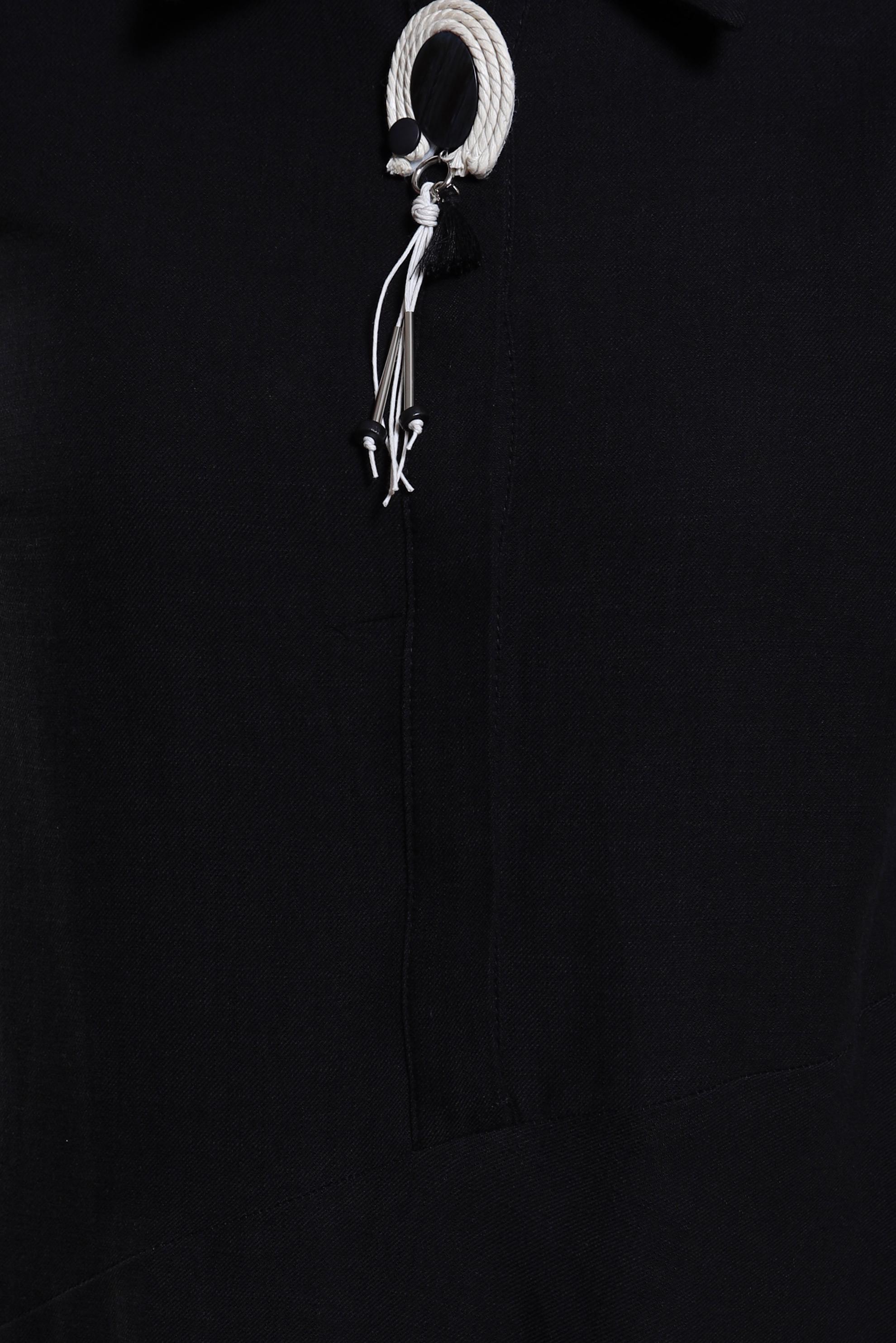 Tesettür giyim SİYAH ASİMETRİK KESİM PANTOLONLU TAKIM 44411