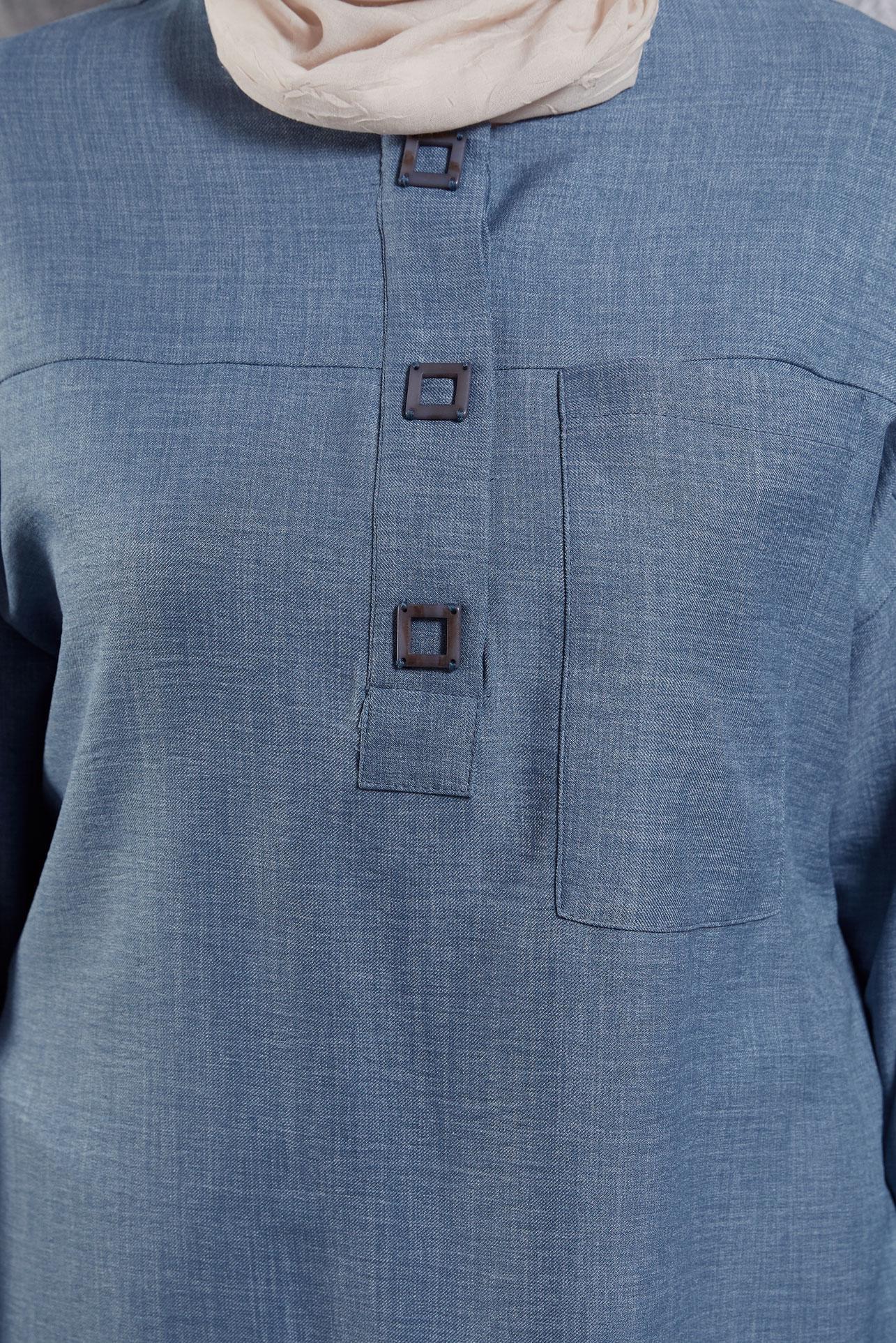 Tesettür giyim LACİVERT GENİŞ PAÇA PANTOLONLU TAKIM 44418