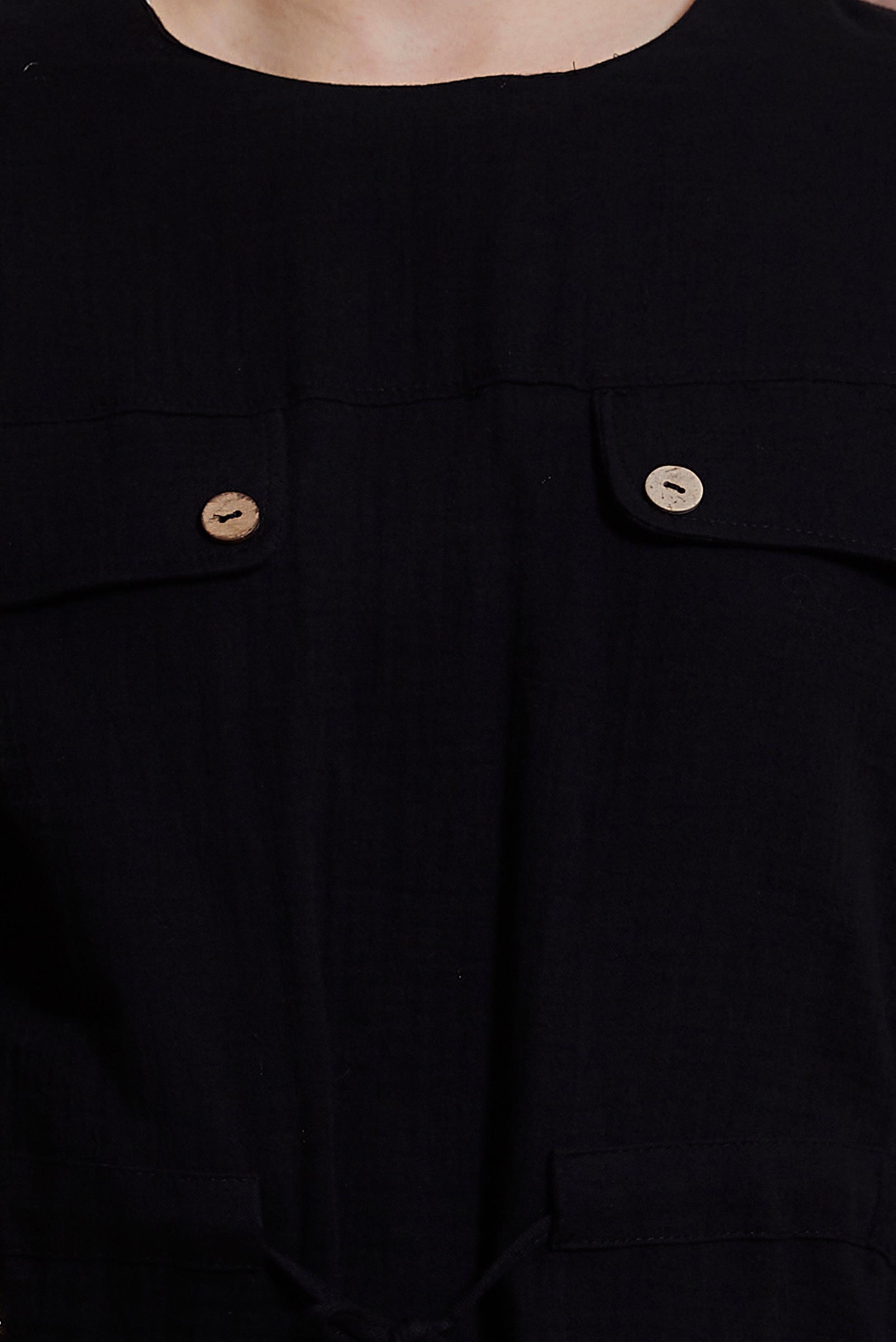 Tesettür giyim SİYAH BELİ BÜZGÜLÜ PANTOLONLU TAKIM 44425 