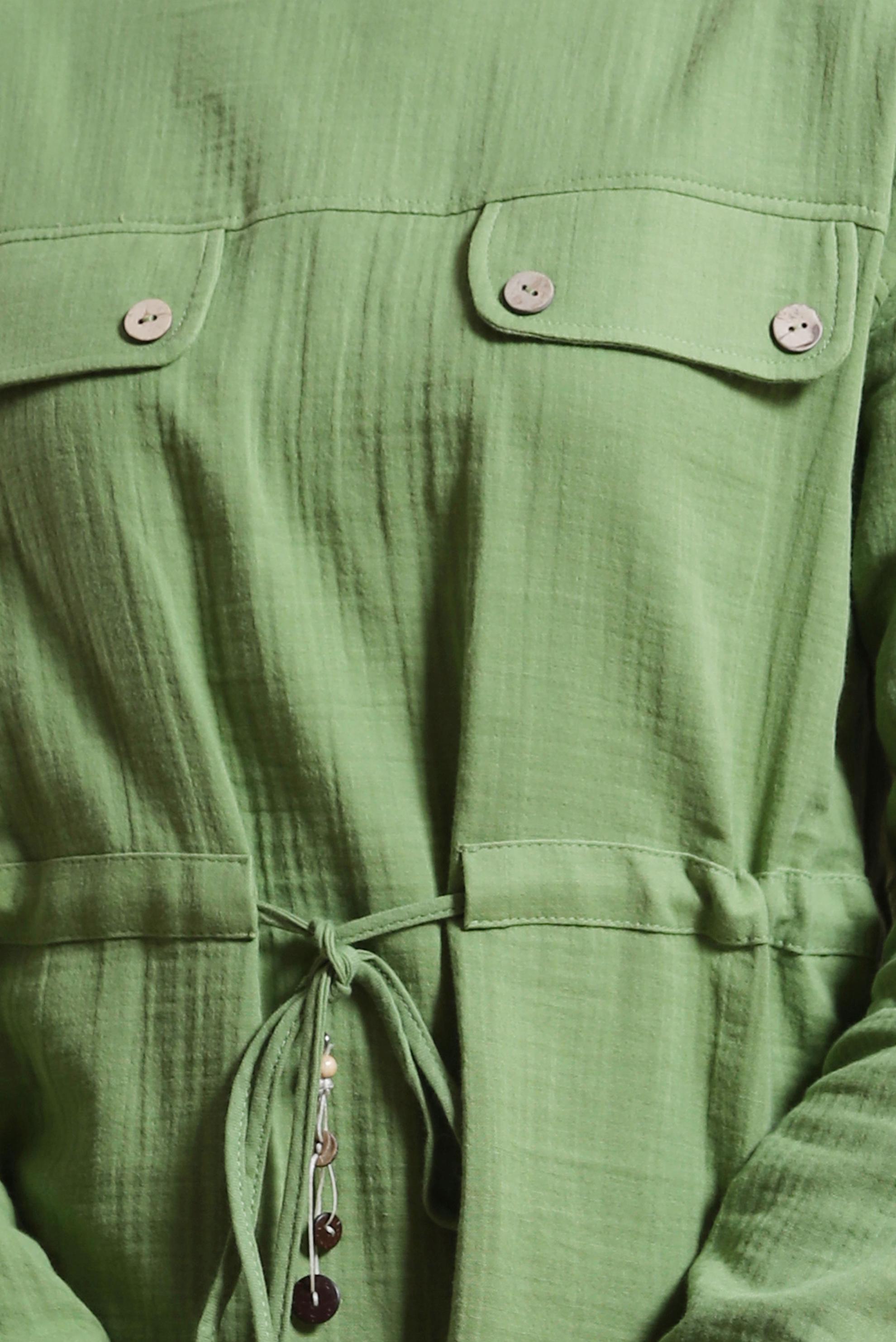 Tesettür giyim YEŞİL BELİ BÜZGÜLÜ PANTOLONLU TAKIM 44425 