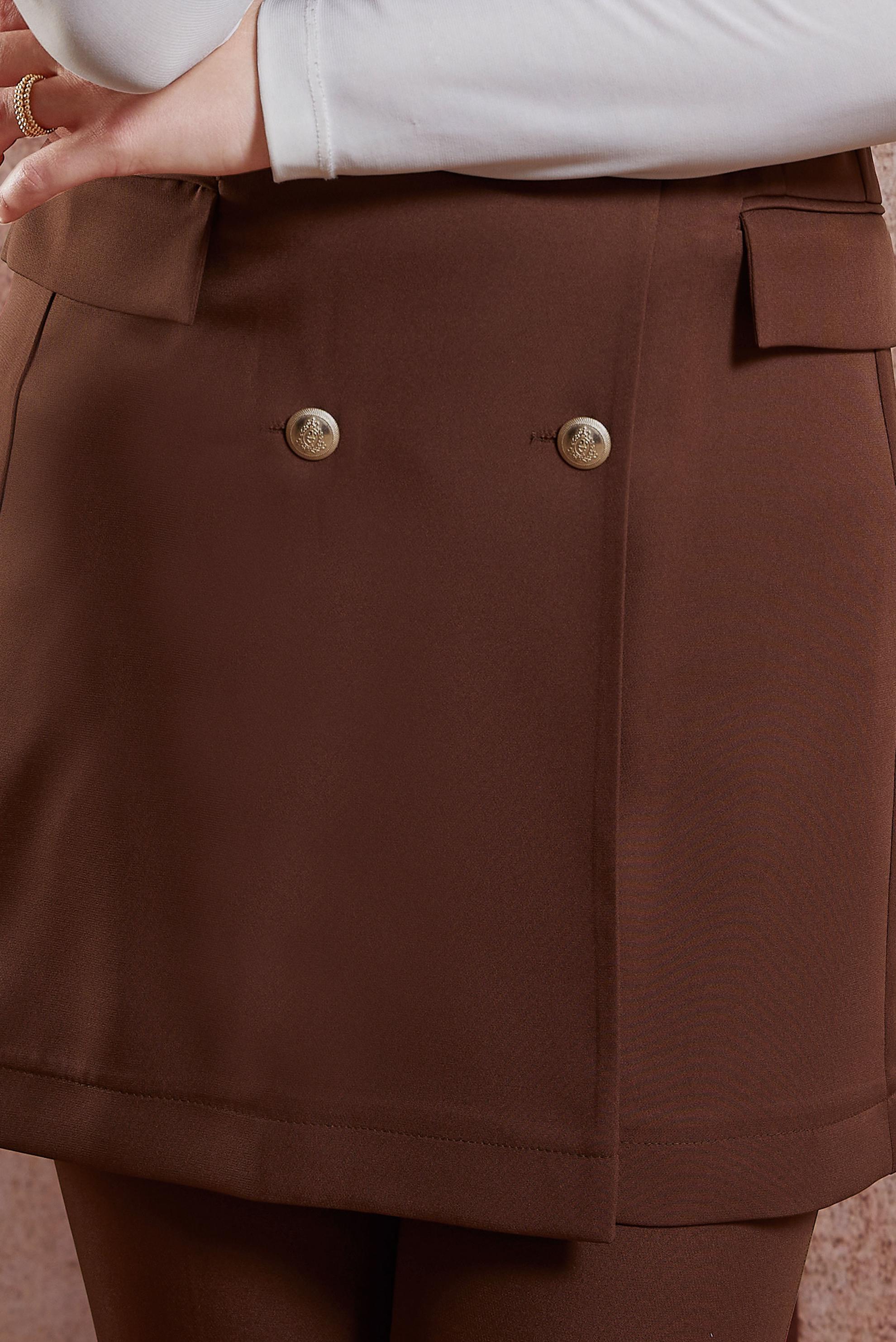 Tesettür giyim KAHVE KEMERLİ YELEKLİ PANTOLONLU TAKIM 44454