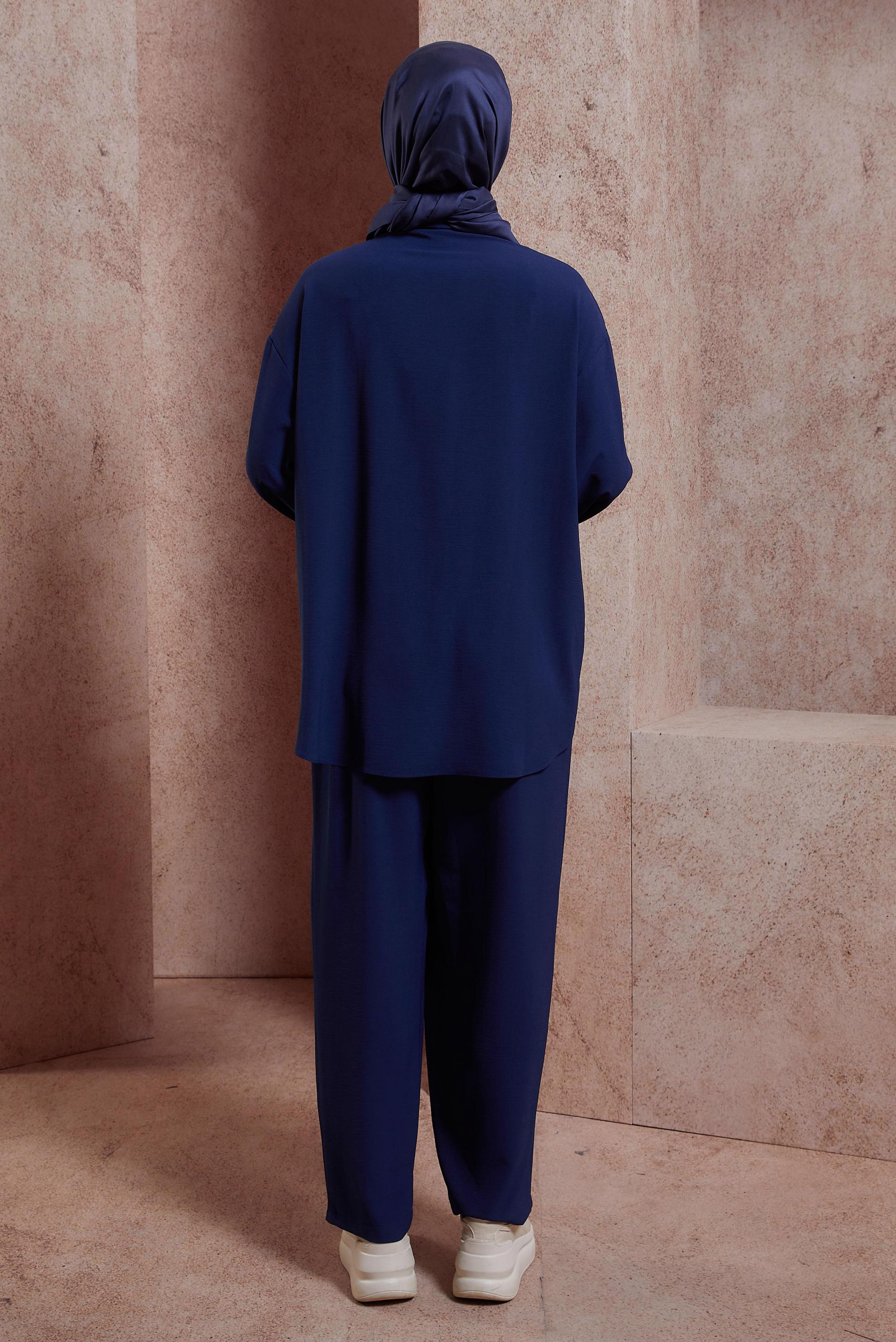 Tesettür giyim LACİVERT FERMUARLI PANTOLONLU TAKIM 44461