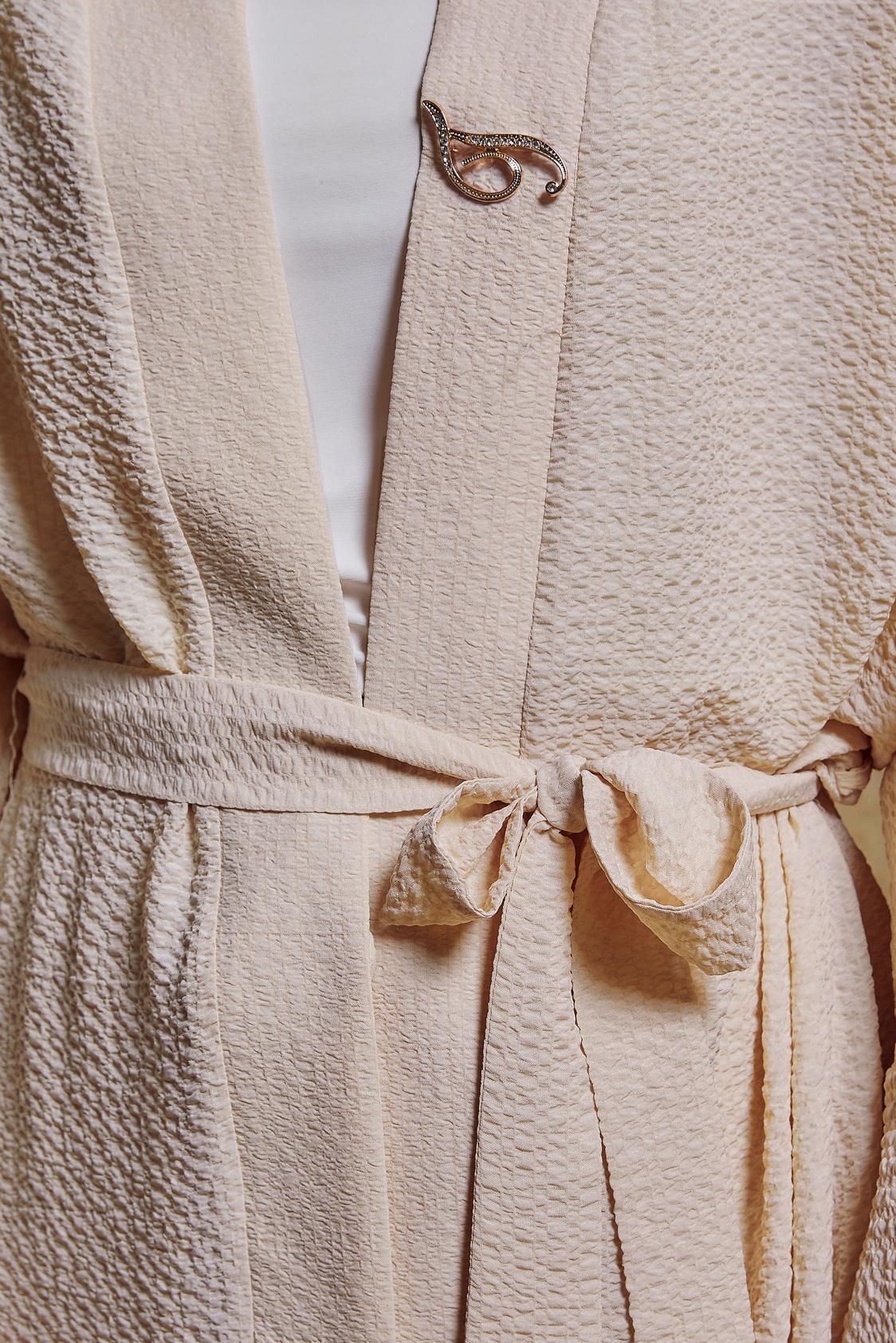 Tesettür giyim BEJ BROŞ DETAYLI PANTOLONLU TAKIM 44462