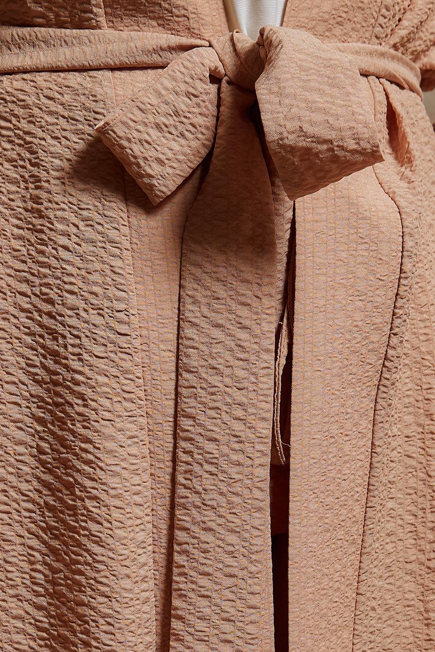 Tesettür giyim KAHVE BROŞ DETAYLI PANTOLONLU TAKIM 44462