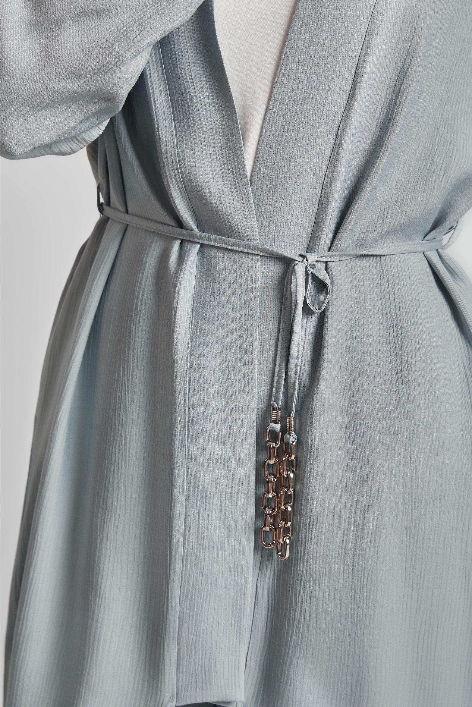 Tesettür giyim GRİ BAĞCIKLI PANTOLONLU TAKIM 44463