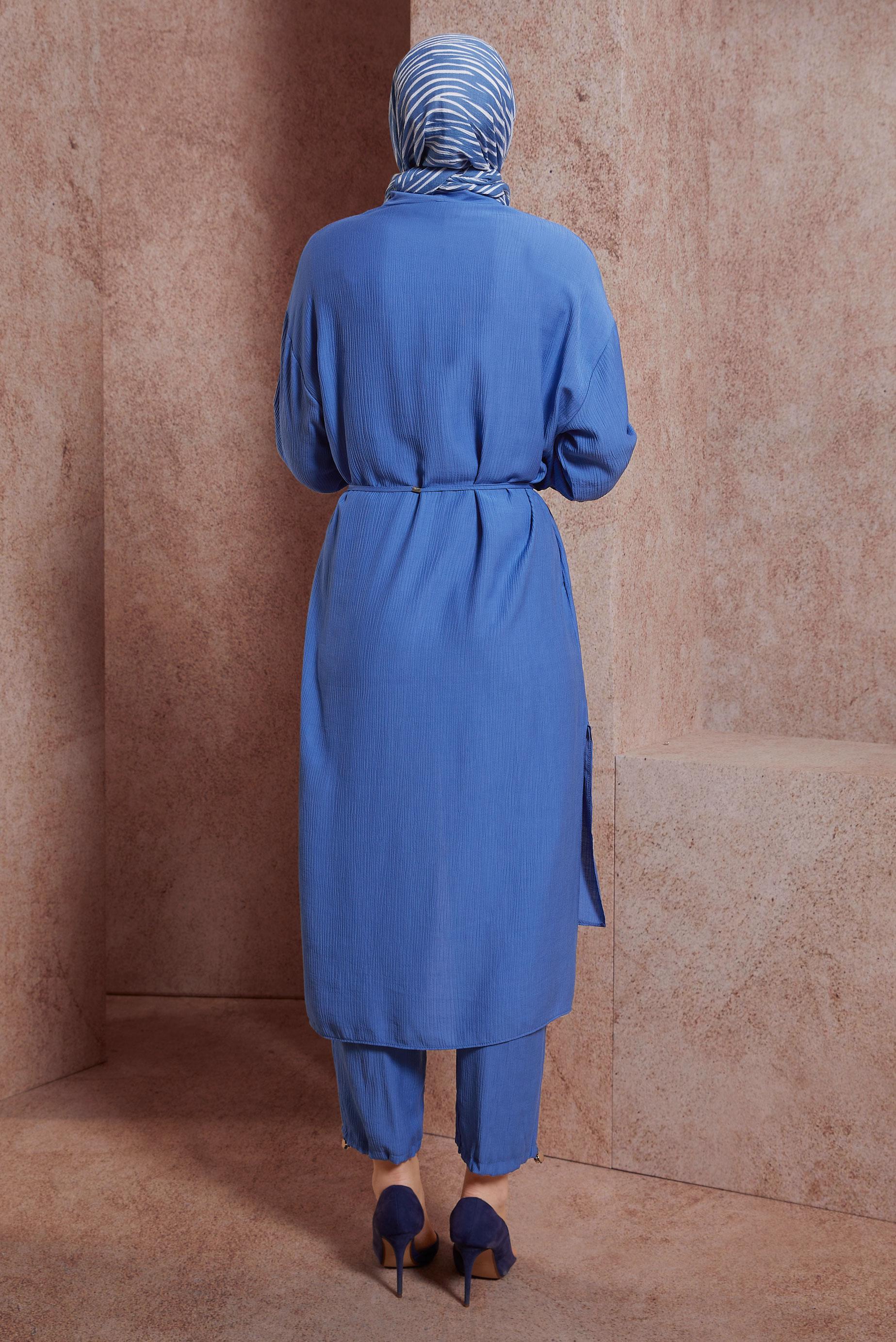 Tesettür giyim LACİVERT BAĞCIKLI PANTOLONLU TAKIM 44463