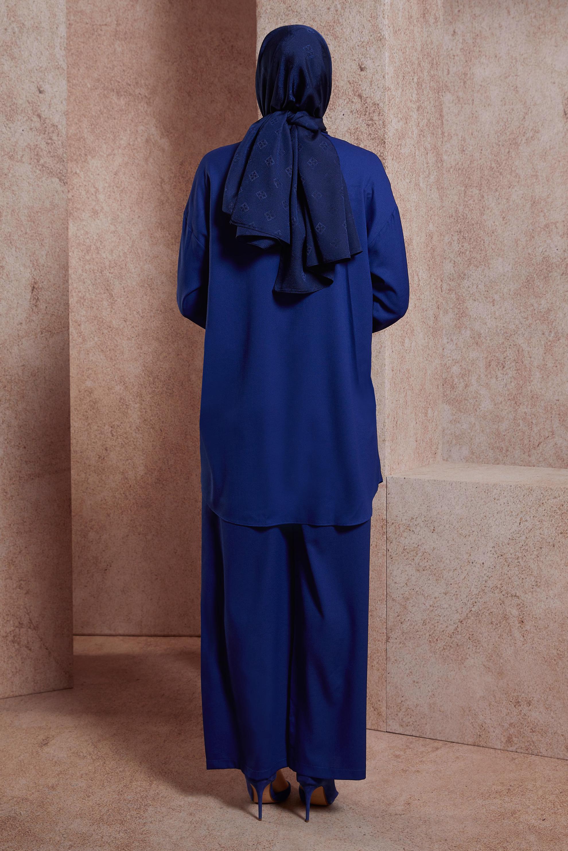Tesettür giyim LACİVERT GÖMLEK YAKA PANTOLONLU TAKIM 44473