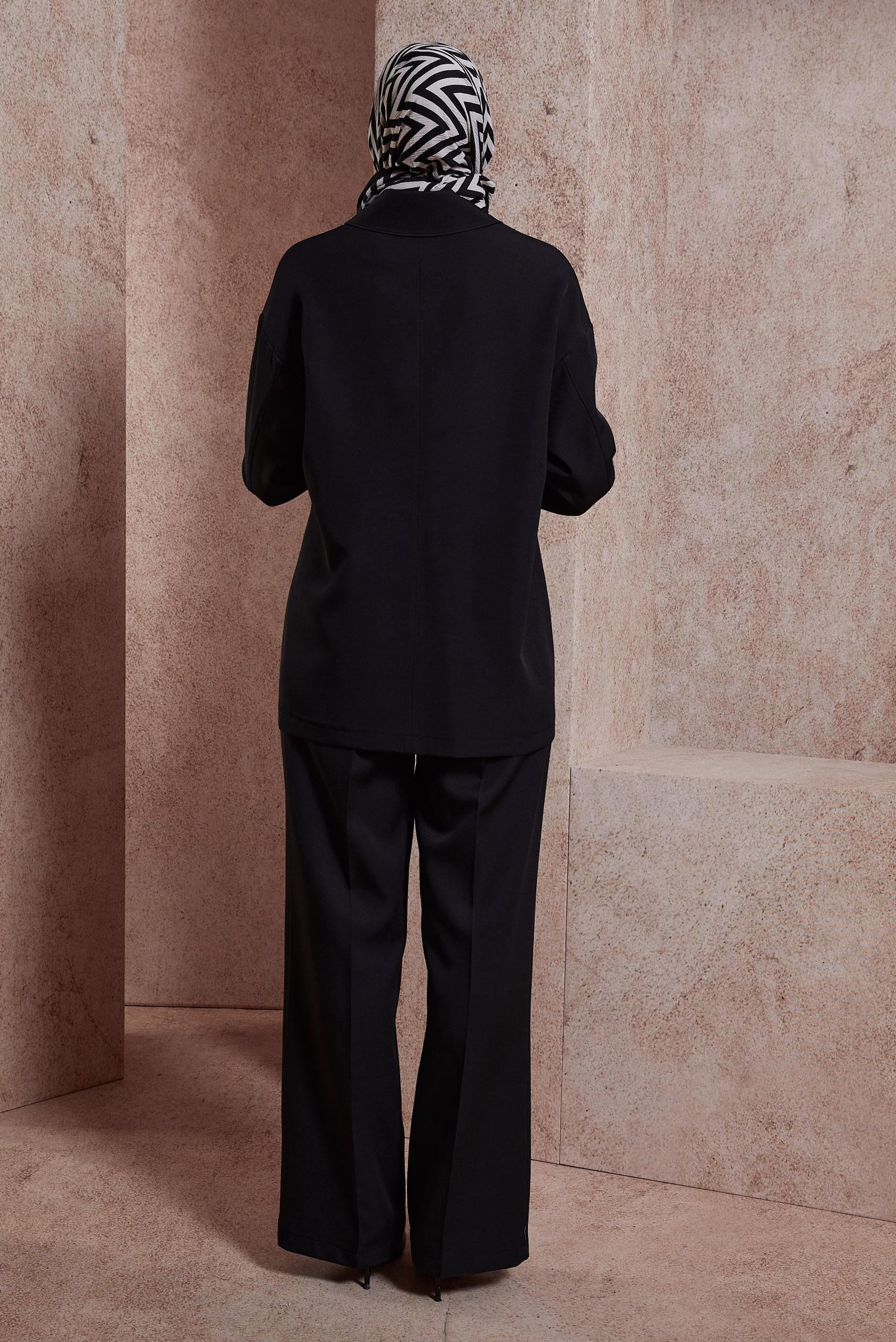 Tesettür giyim SİYAH DÜĞMELİ PANTOLONLU TAKIM 44500