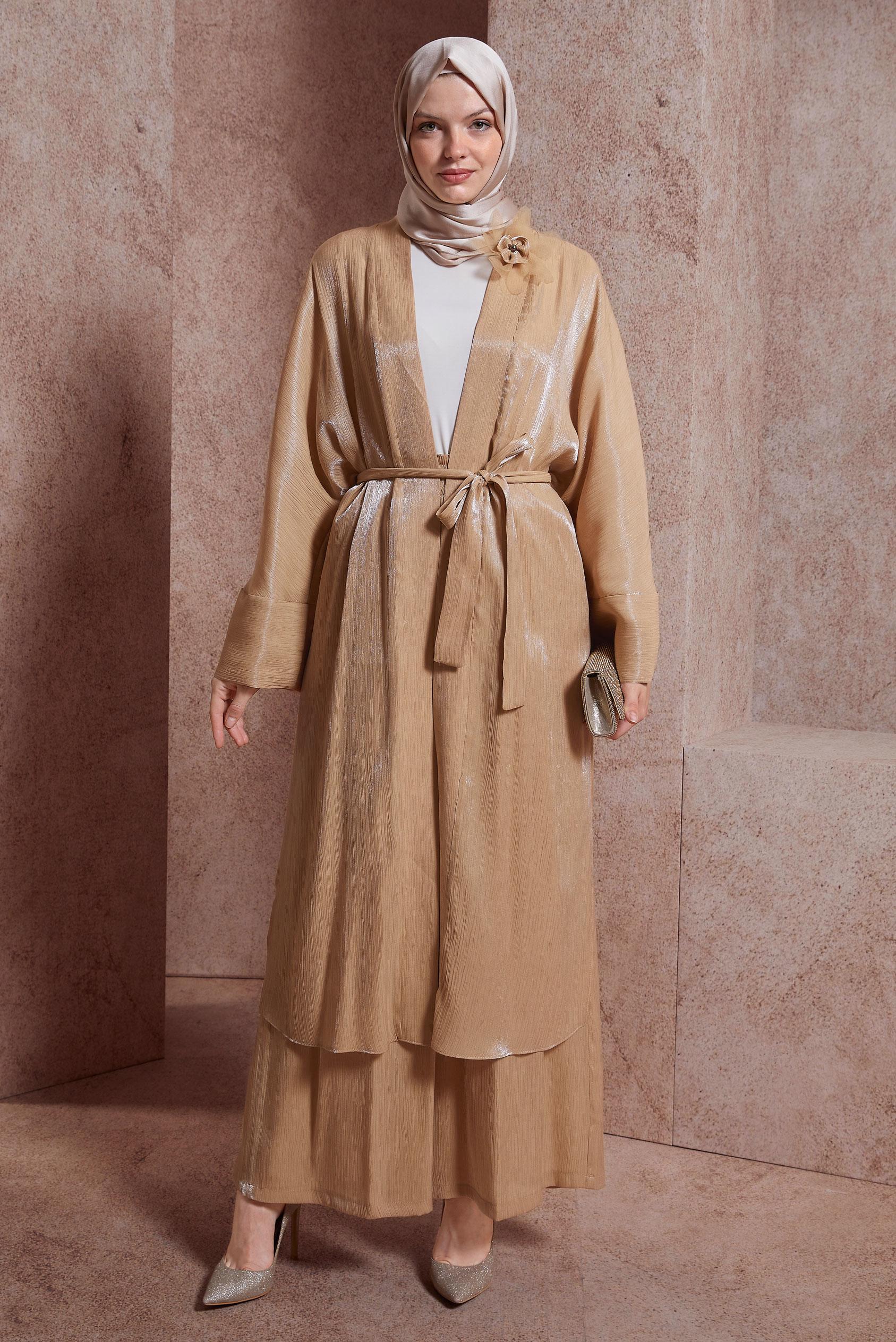 Tesettür giyim ALTIN CEKETLİ PANTOLONLU TAKIM 44537  