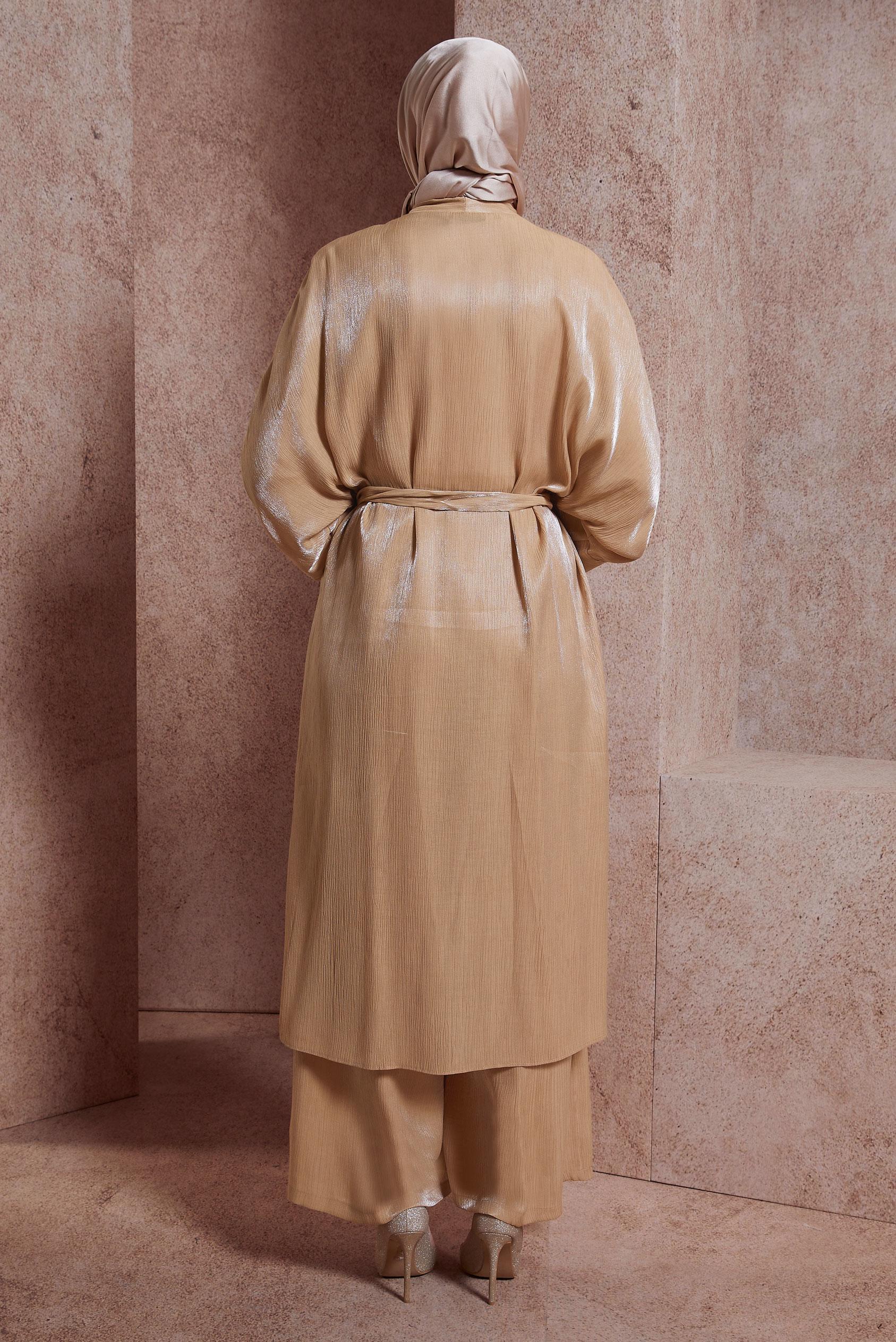 Tesettür giyim ALTIN CEKETLİ PANTOLONLU TAKIM 44537  