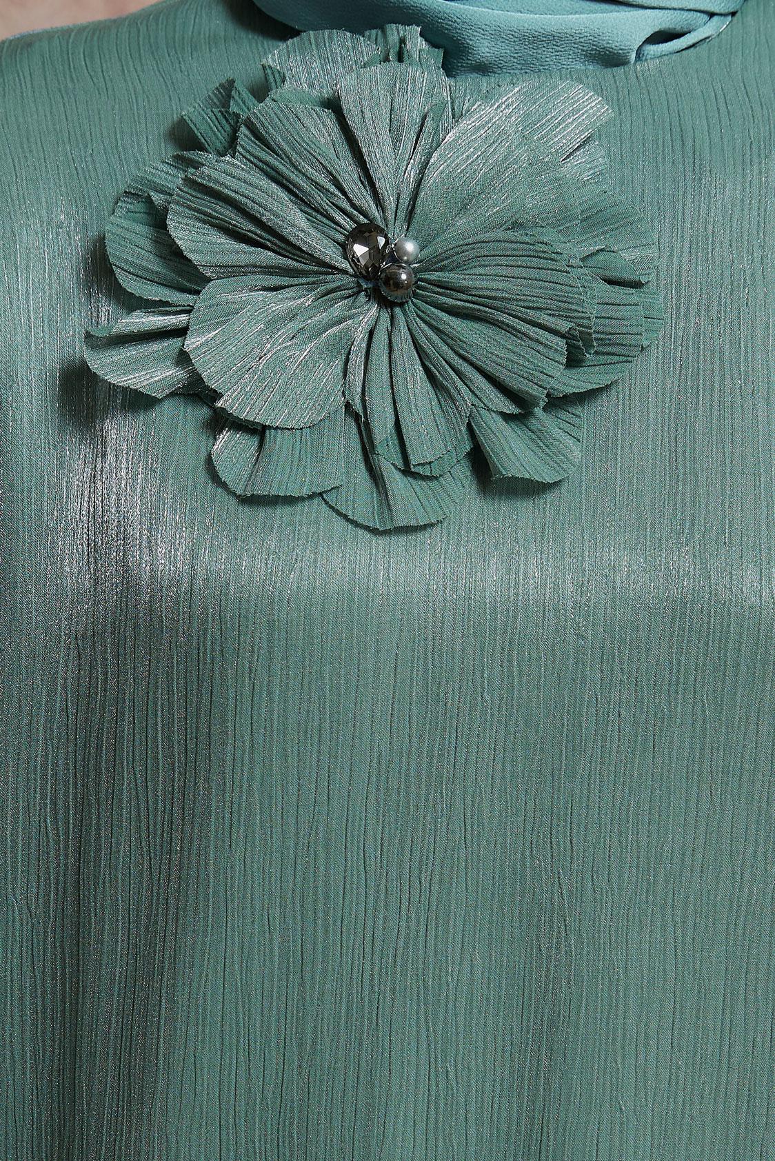 Tesettür giyim YEŞİL AKSESUAR DETAYLI PANTOLONLU TAKIM 44542