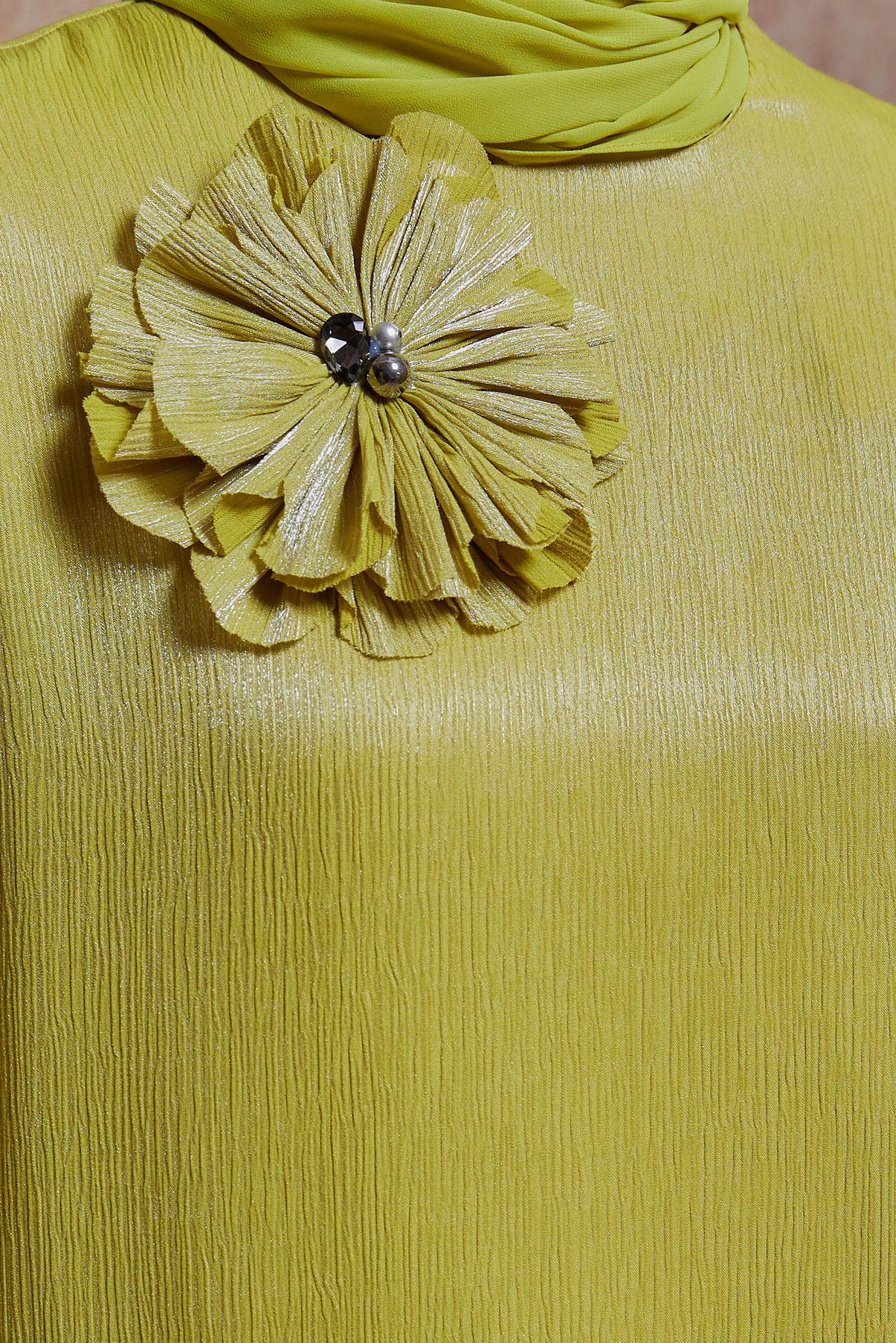 Tesettür giyim YEŞİL AKSESUAR DETAYLI PANTOLONLU TAKIM 44542