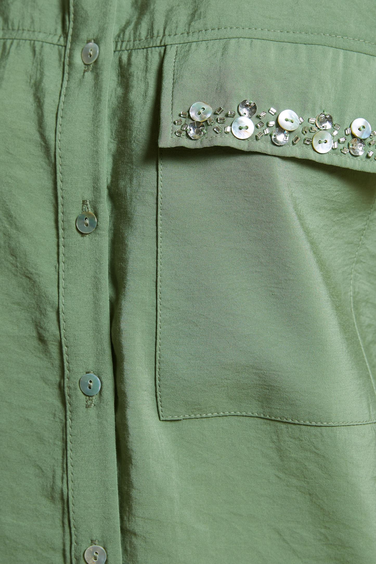 Tesettür giyim YEŞİL BONCUK DETAYLI PANTOLONLU TAKIM 44755