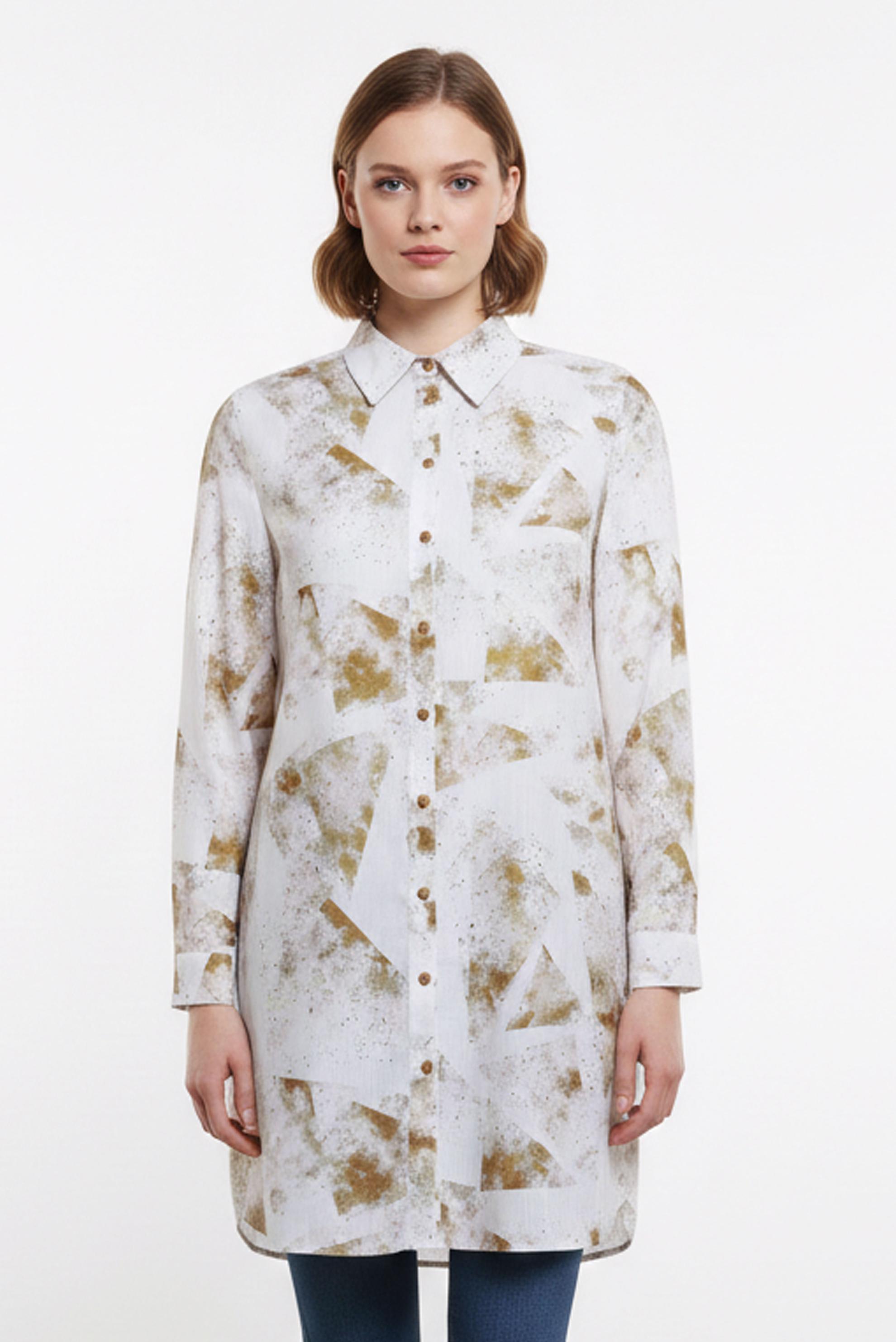 Tesettür giyim TABA DESENLİ BÜYÜK BEDEN TUNİK 20512