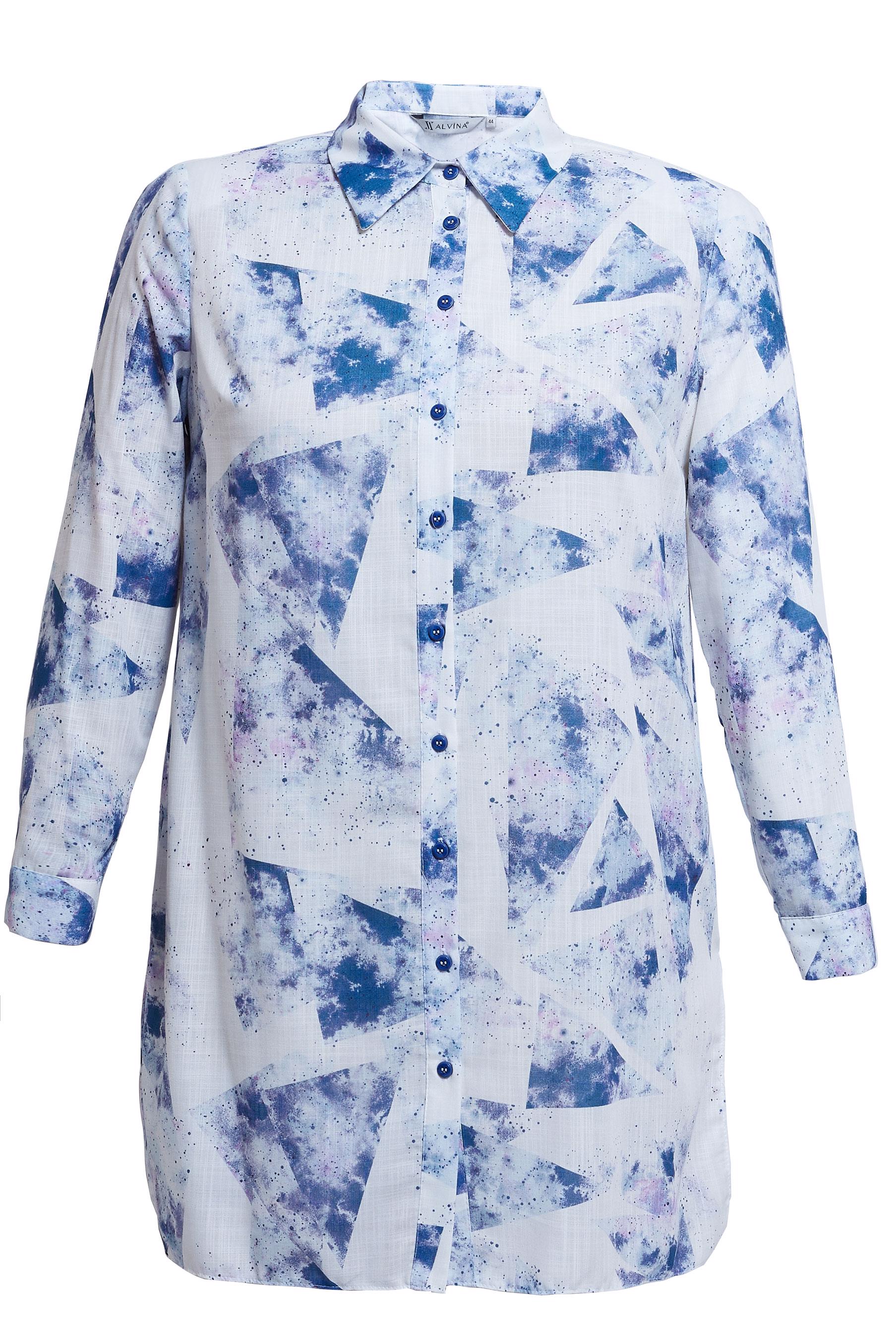 Vêtements hijab BLEU MARINE TUNIQUE GRANDE TAILLE À MOTIF 20512