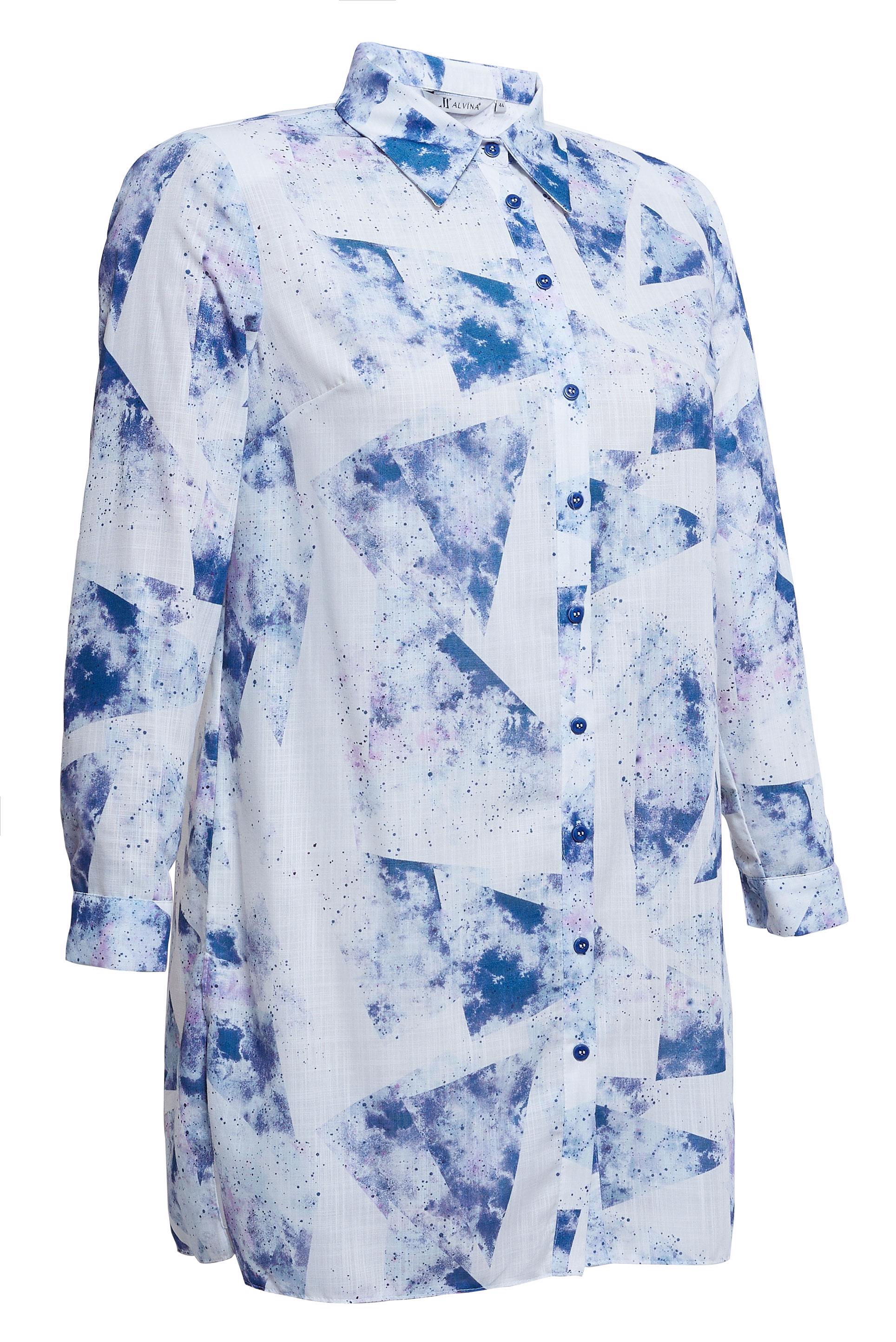 Vêtements hijab BLEU MARINE TUNIQUE GRANDE TAILLE À MOTIF 20512