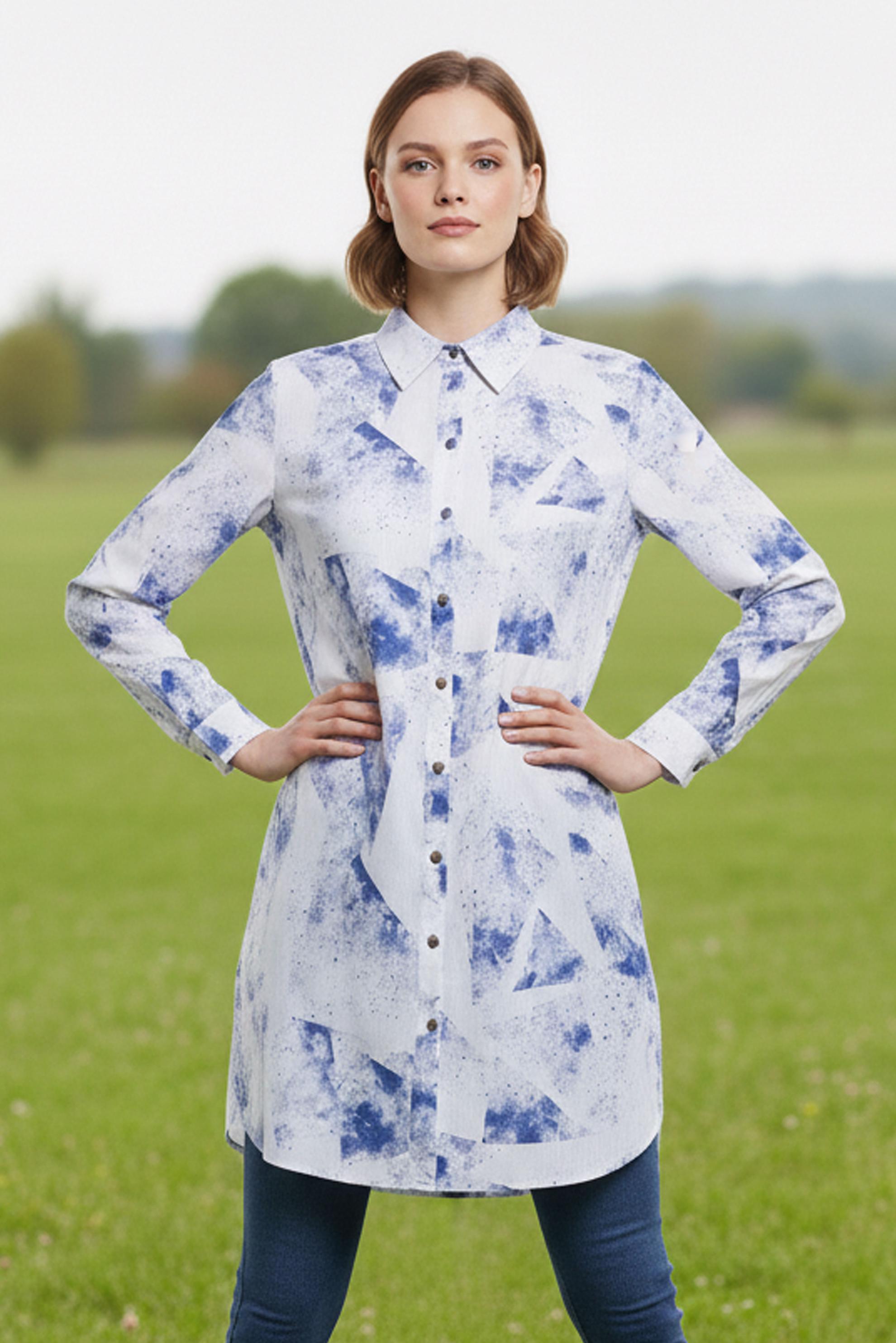 Tesettür giyim LACİVERT DESENLİ BÜYÜK BEDEN TUNİK 20512