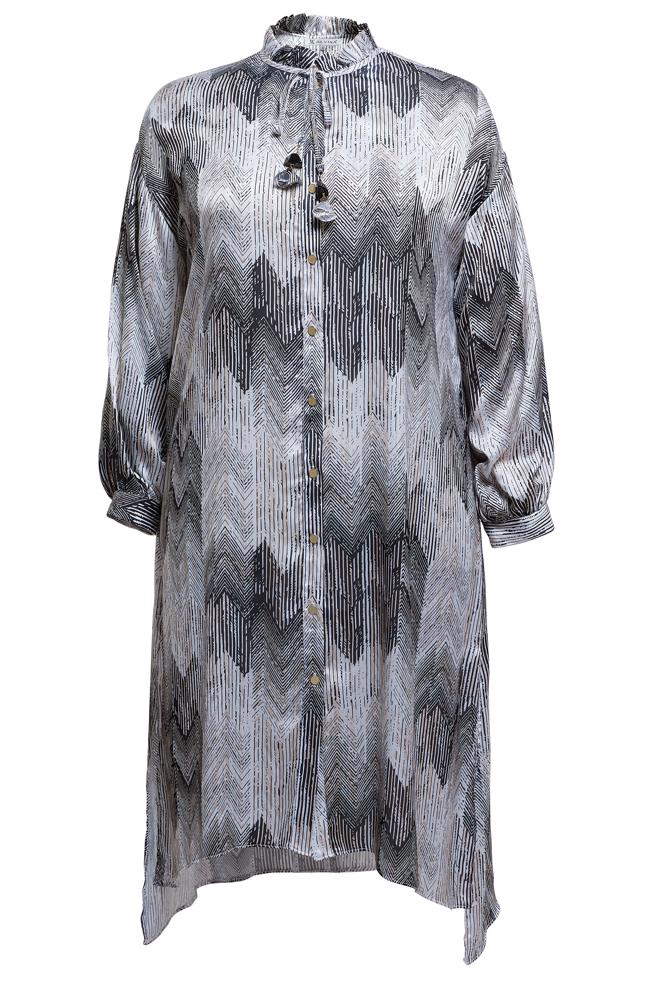 Tesettür giyim SİYAH DESENLİ BÜYÜK BEDEN TUNİK 20521 - ALVİNA