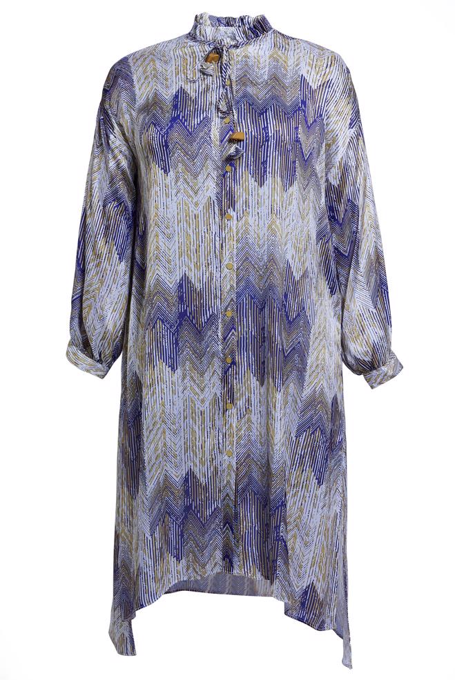 Tesettür giyim LACİVERT DESENLİ BÜYÜK BEDEN TUNİK 20521 - ALVİNA