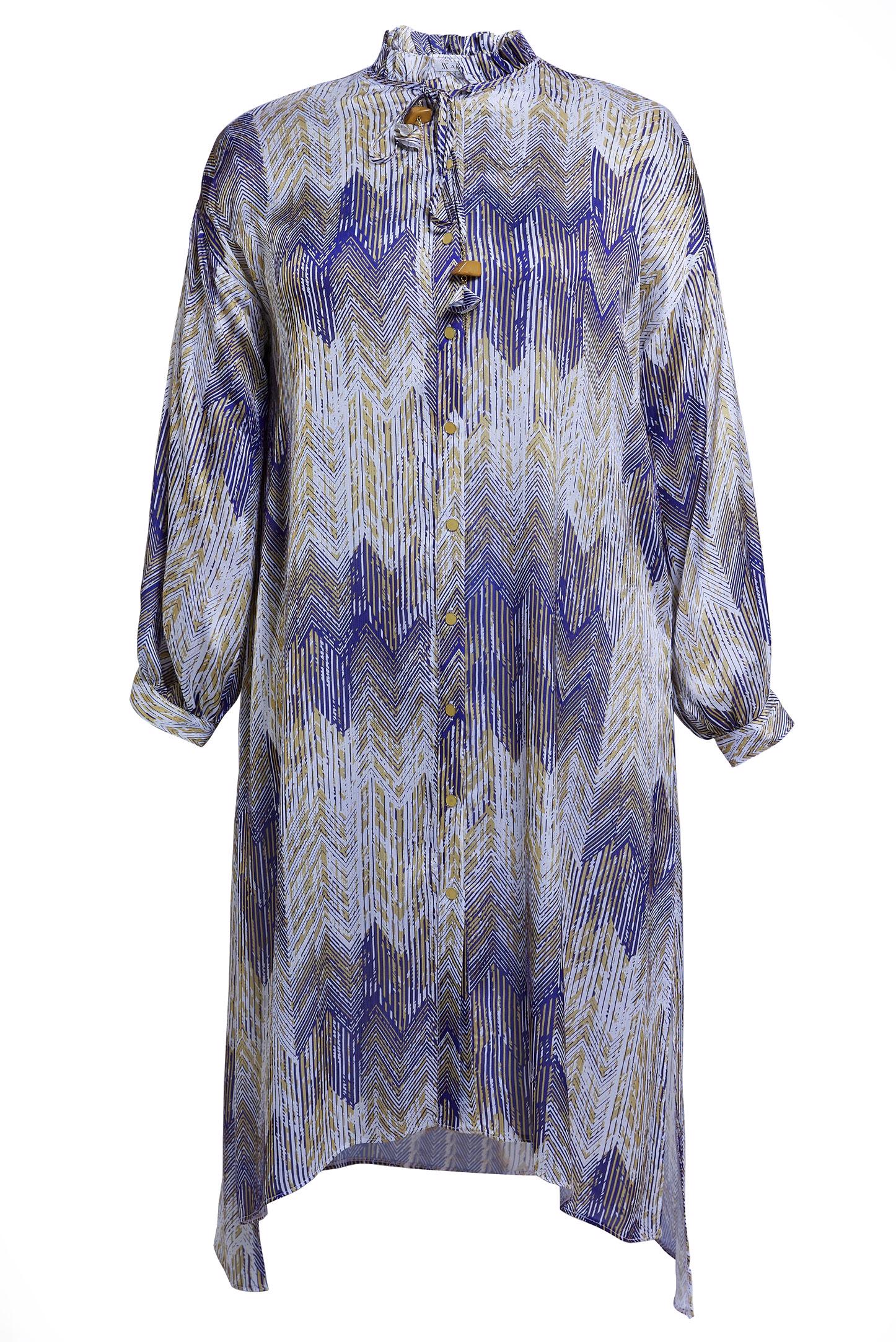 Tesettür giyim LACİVERT DESENLİ BÜYÜK BEDEN TUNİK 20521