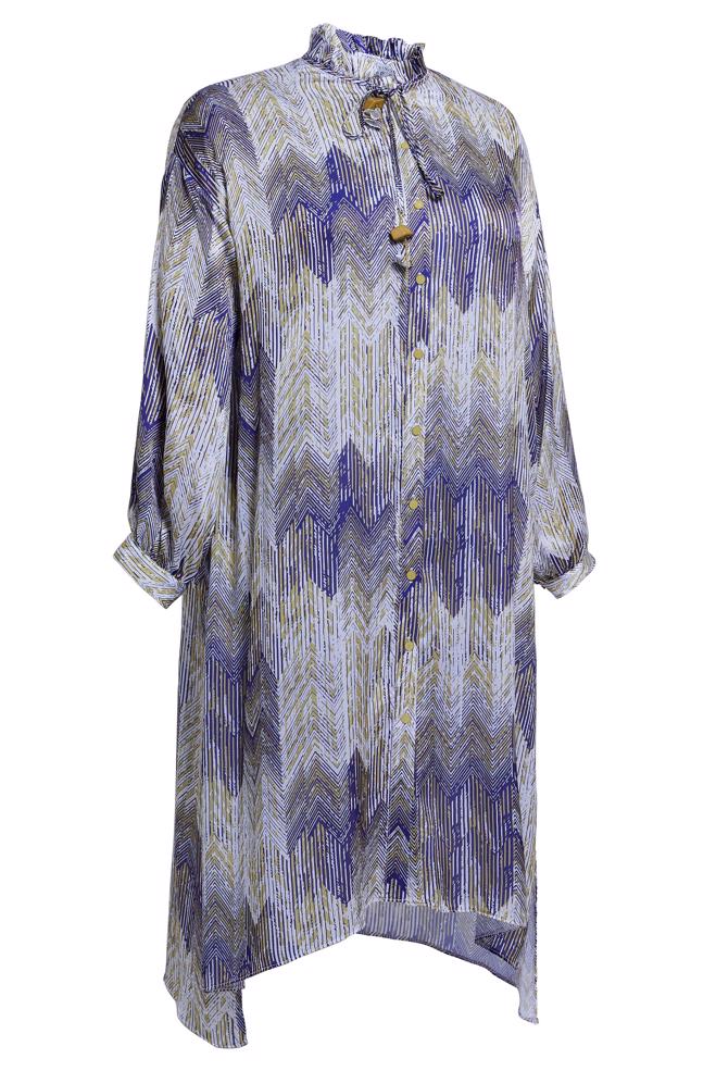 Tesettür giyim LACİVERT DESENLİ BÜYÜK BEDEN TUNİK 20521 - ALVİNA