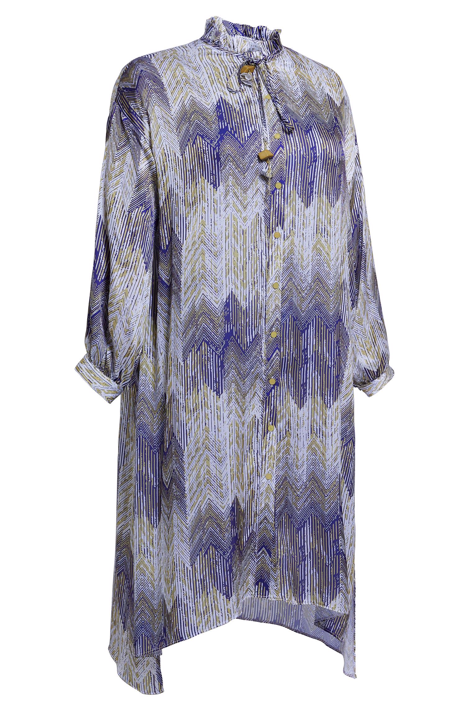 Tesettür giyim LACİVERT DESENLİ BÜYÜK BEDEN TUNİK 20521