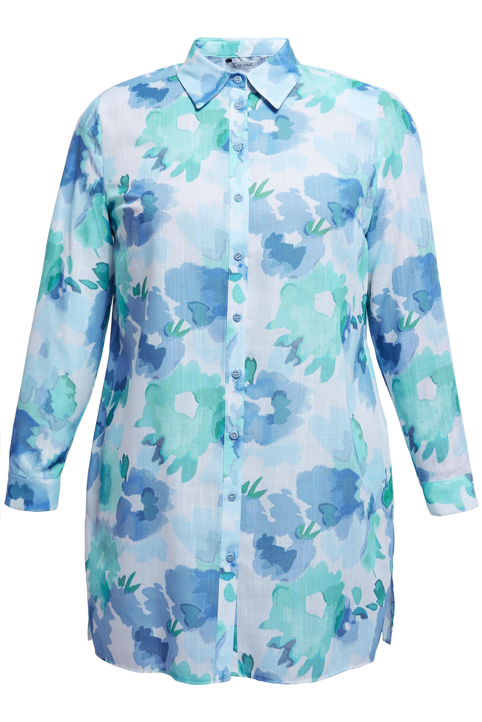 Vêtements hijab BLEU TUNIQUE GRANDE TAILLE À MOTIF 20536