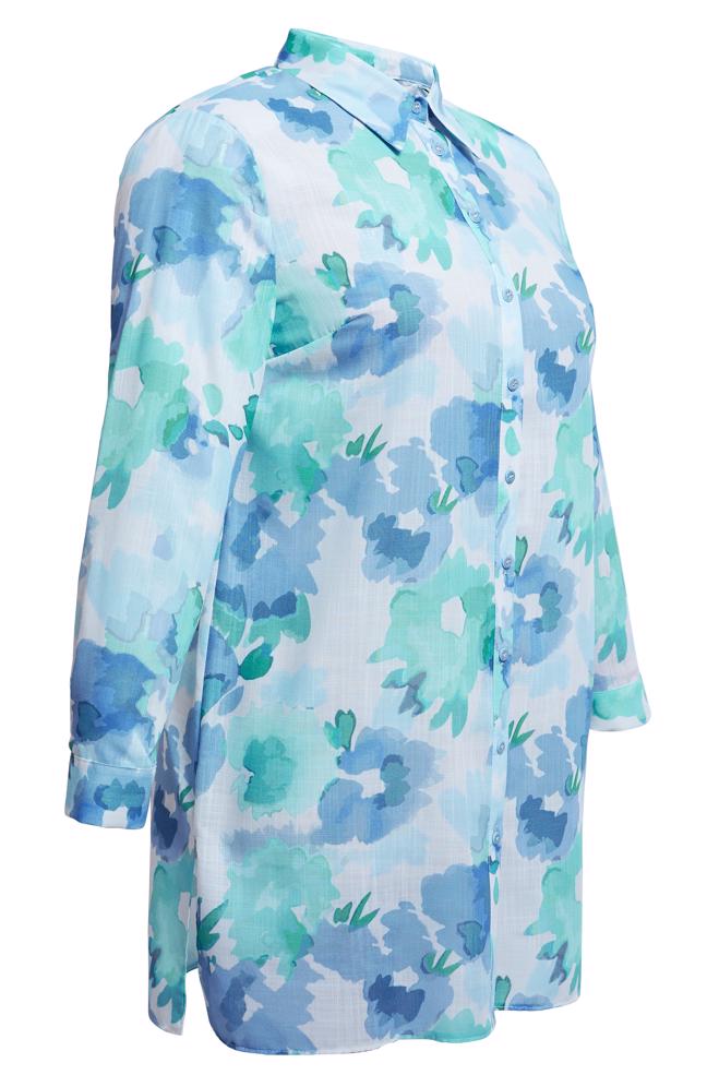 Tesettür giyim MAVİ DESENLİ BÜYÜK BEDEN TUNİK 20536 - ALVİNA