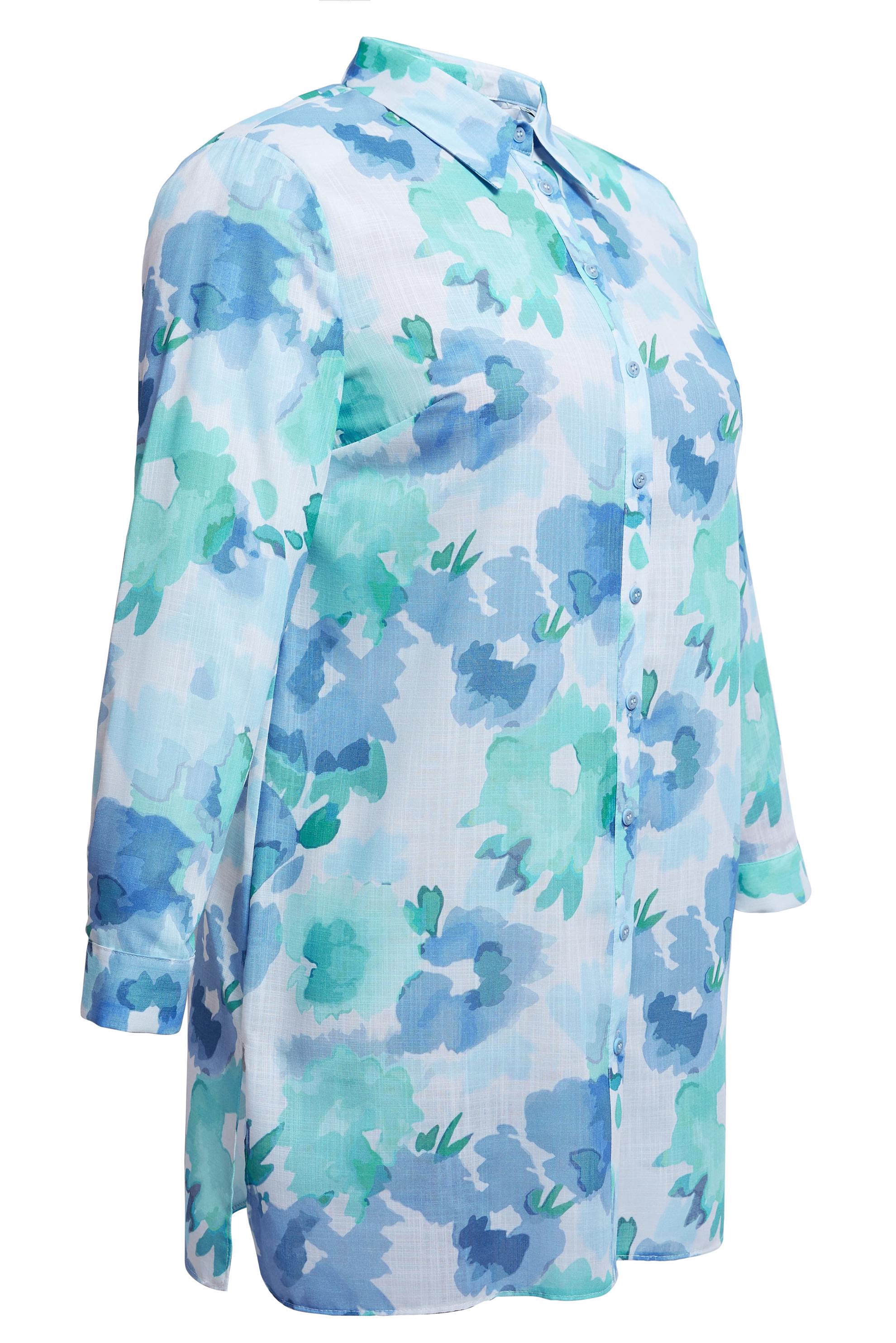 Vêtements hijab BLEU TUNIQUE GRANDE TAILLE À MOTIF 20536