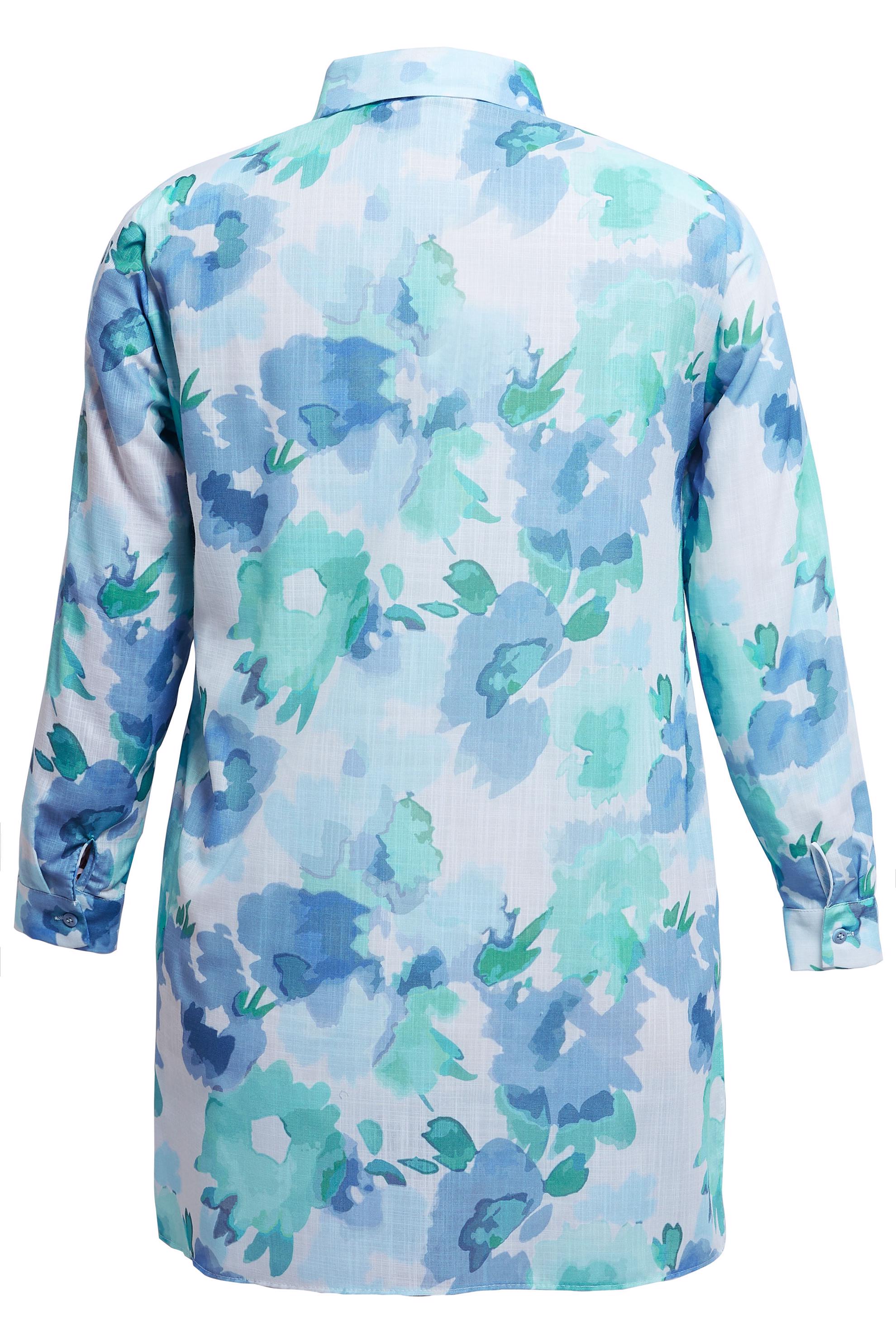 Vêtements hijab BLEU TUNIQUE GRANDE TAILLE À MOTIF 20536