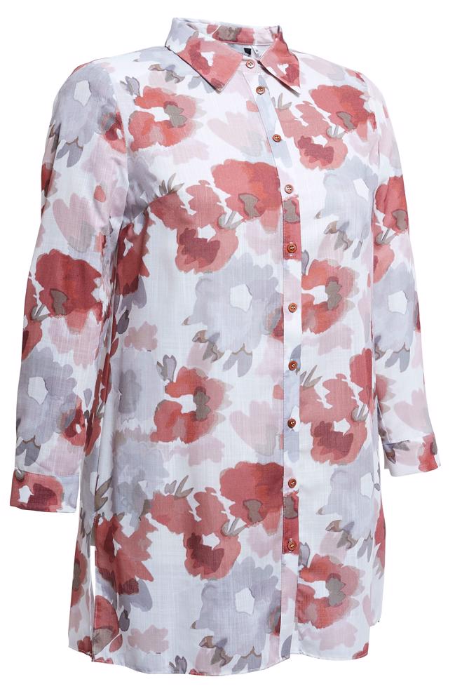 Tesettür giyim TURUNCU DESENLİ BÜYÜK BEDEN TUNİK 20536 - ALVİNA