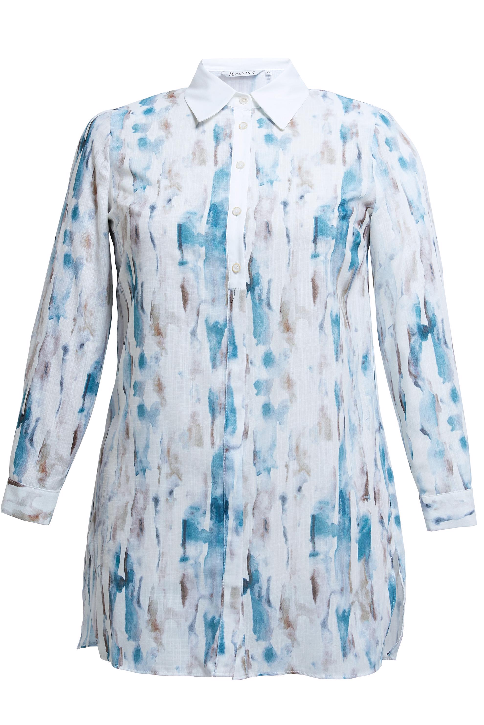 Vêtements hijab BLEU TUNIQUE GRANDE TAILLE À MOTIF 20540