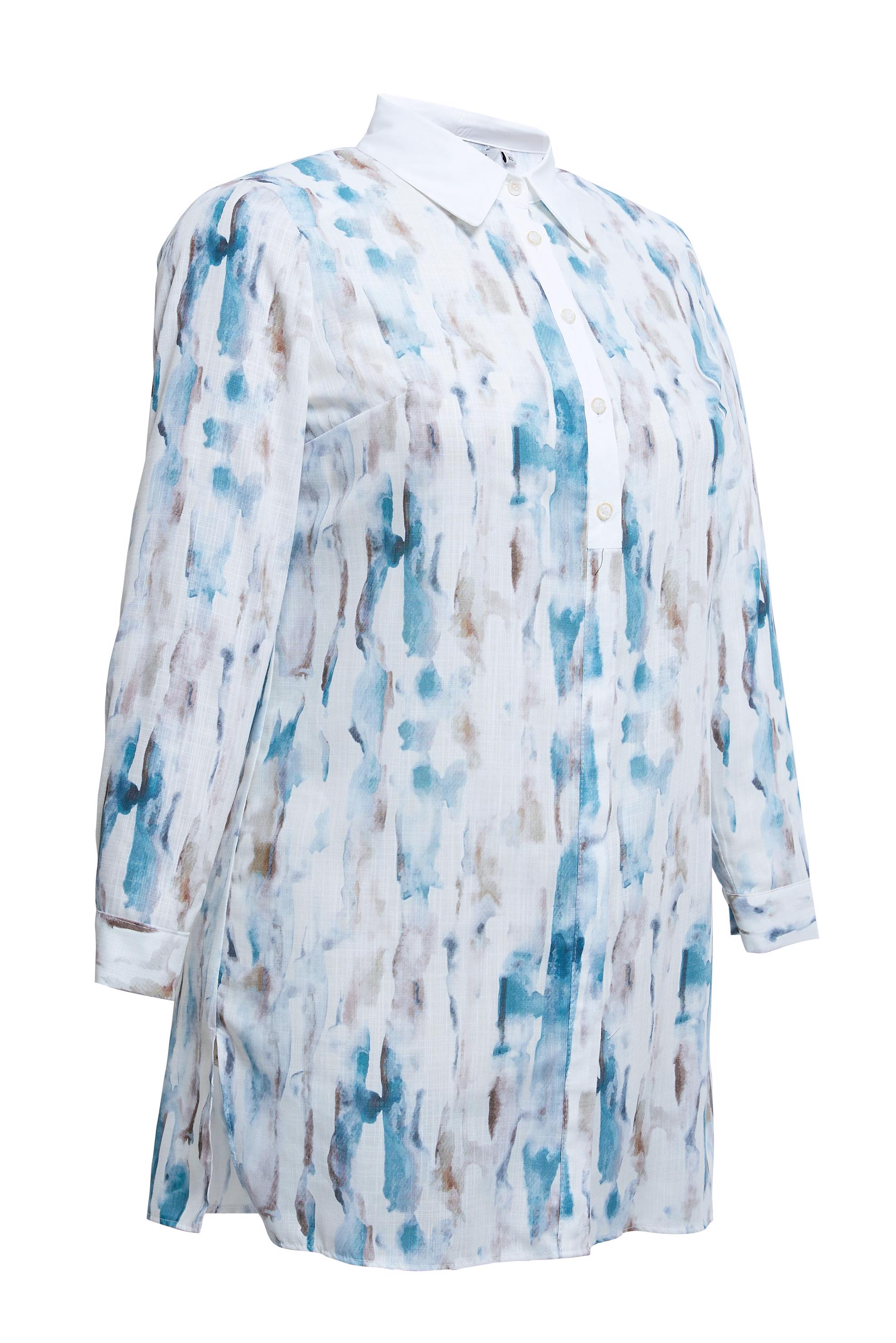 Vêtements hijab BLEU TUNIQUE GRANDE TAILLE À MOTIF 20540