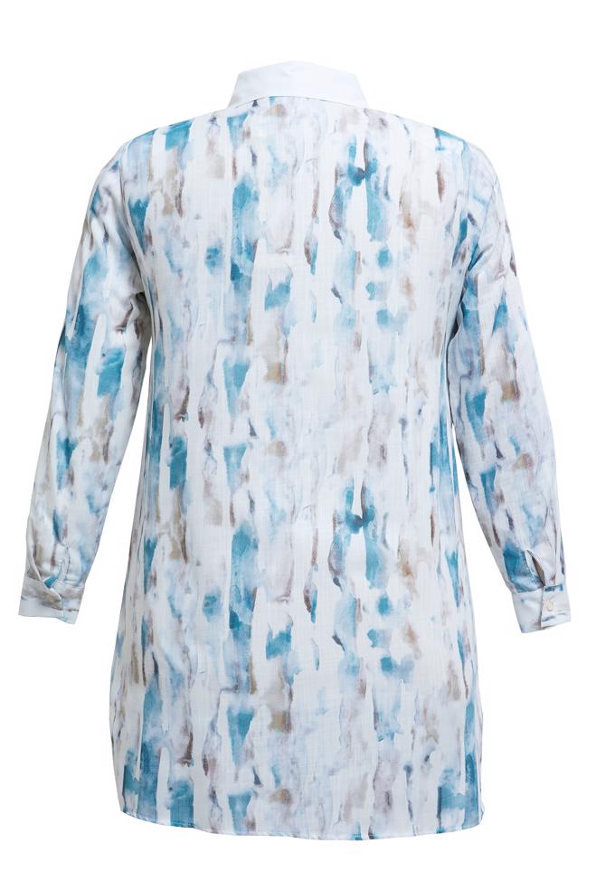 Tesettür giyim MAVİ DESENLİ BÜYÜK BEDEN TUNİK 20540 - ALVİNA