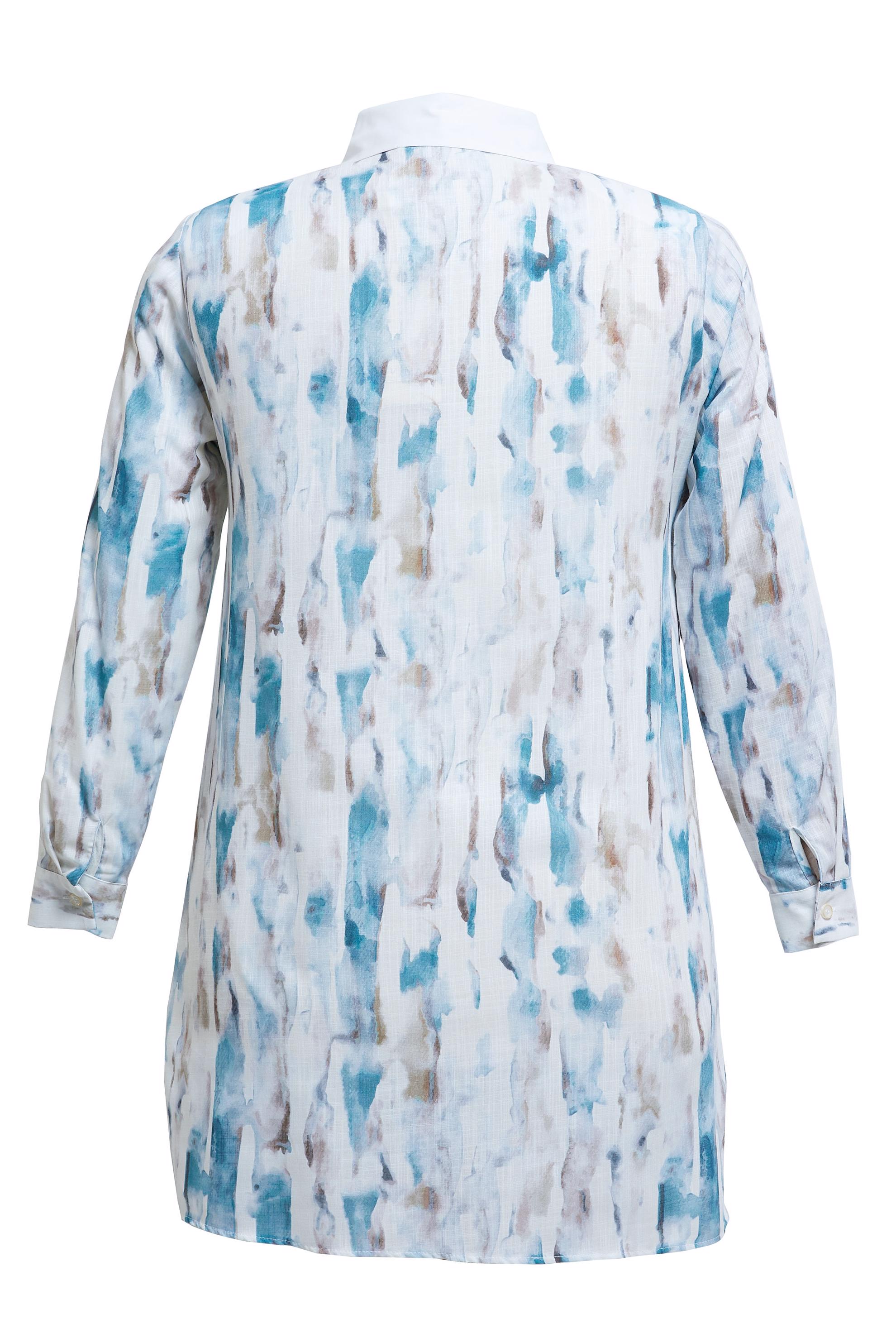 Vêtements hijab BLEU TUNIQUE GRANDE TAILLE À MOTIF 20540