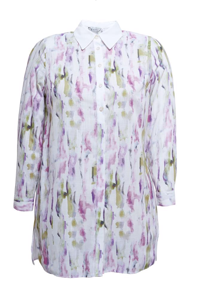 Tesettür giyim YEŞİL DESENLİ BÜYÜK BEDEN TUNİK 20540 - ALVİNA