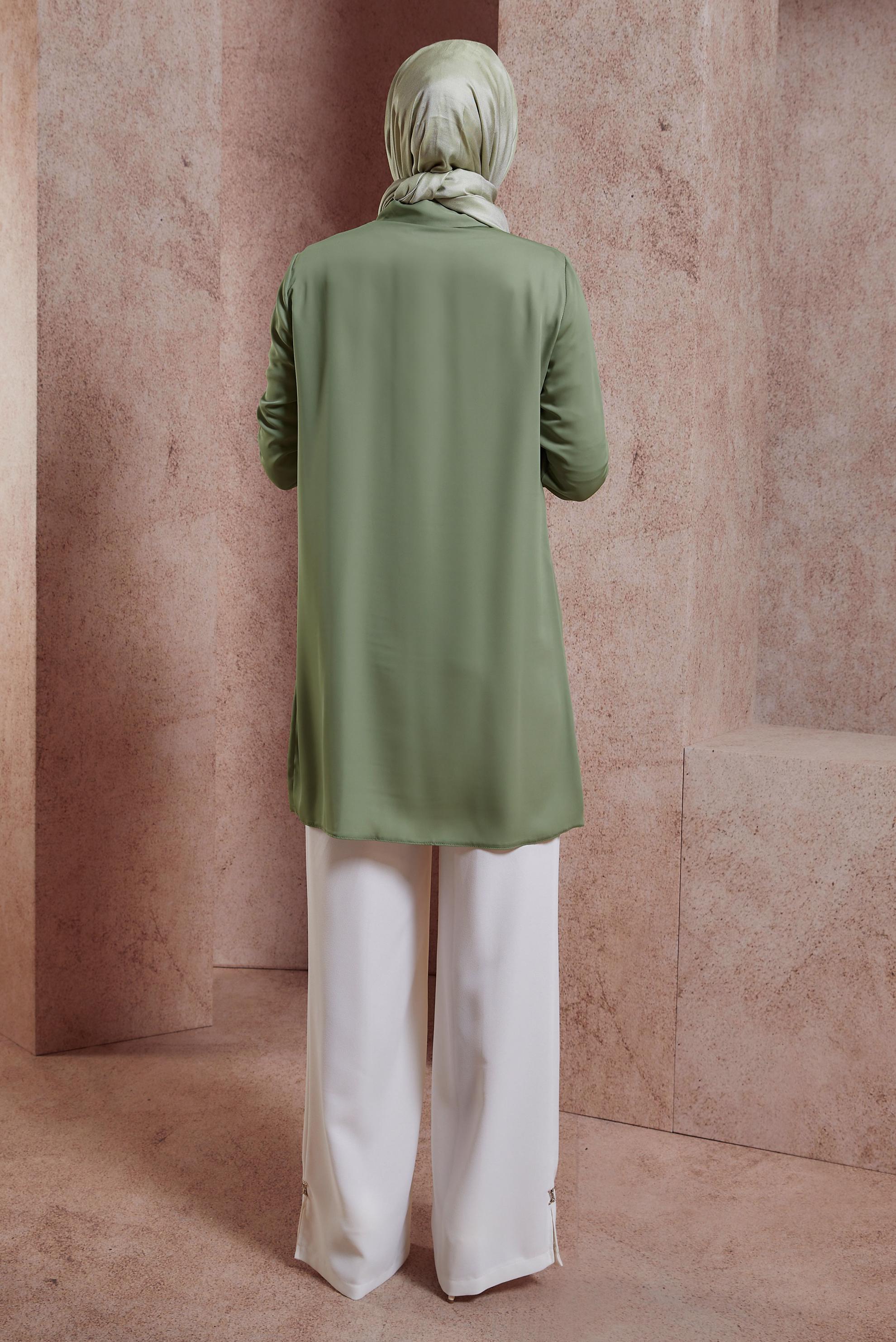 Tesettür giyim HAKİ TAŞ BASKILI TUNİK 43920