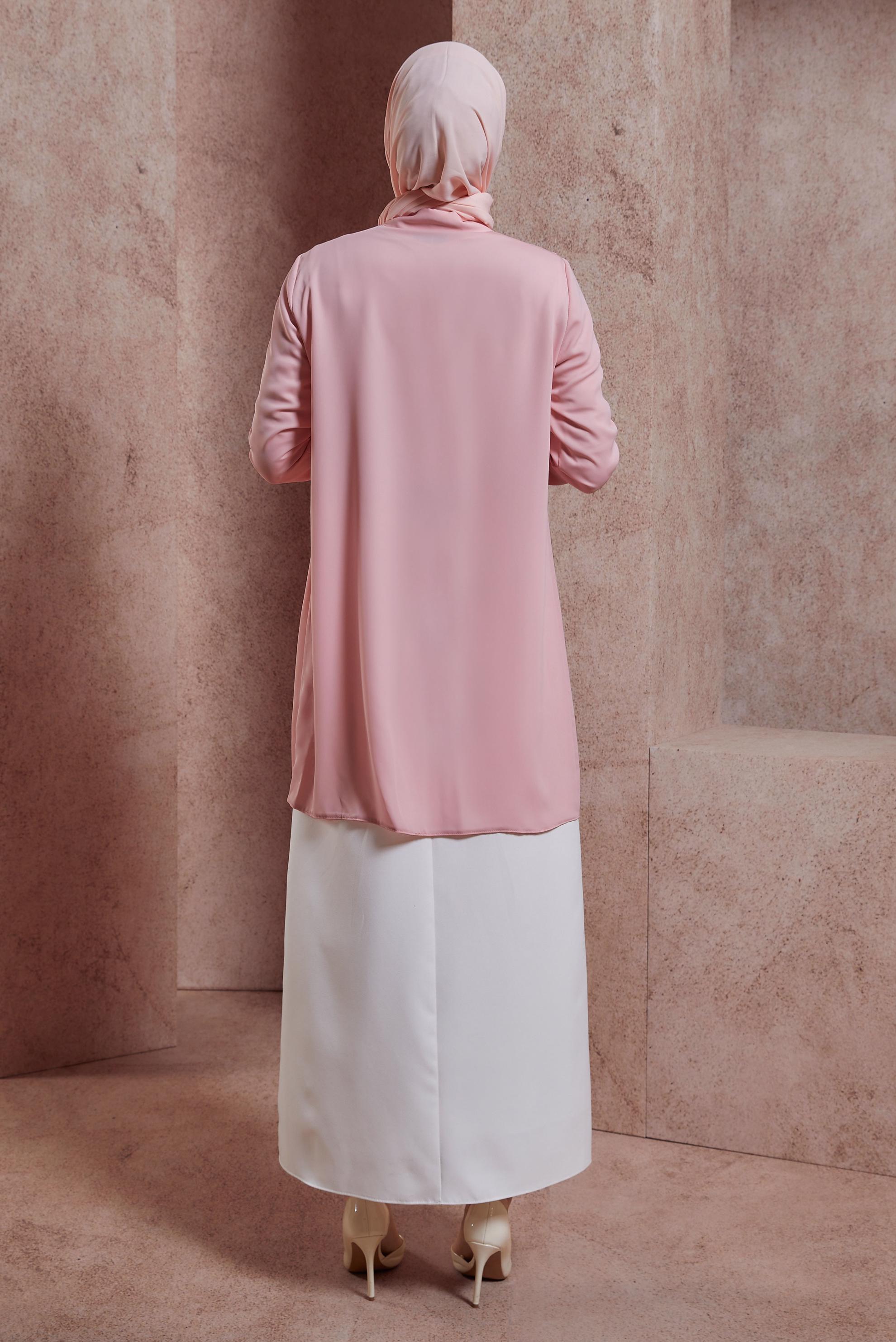 Tesettür giyim PEMBE TAŞ BASKILI TUNİK 43920