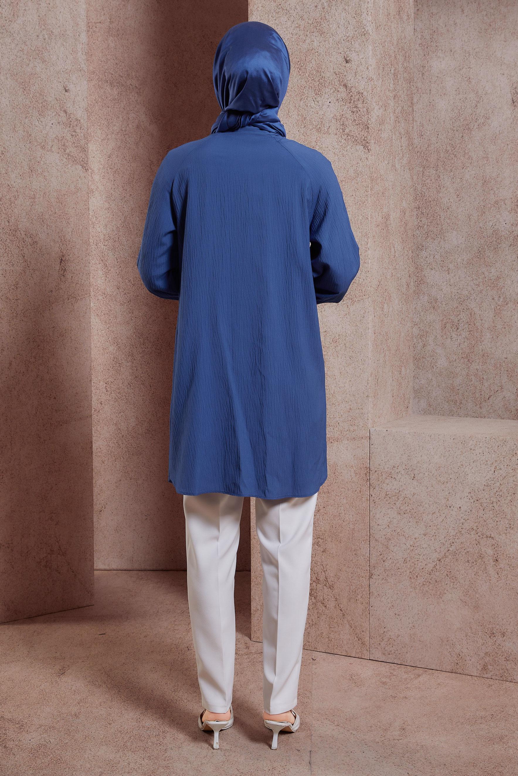 Tesettür giyim LACİVERT TAŞ BASKILI TUNİK 43921