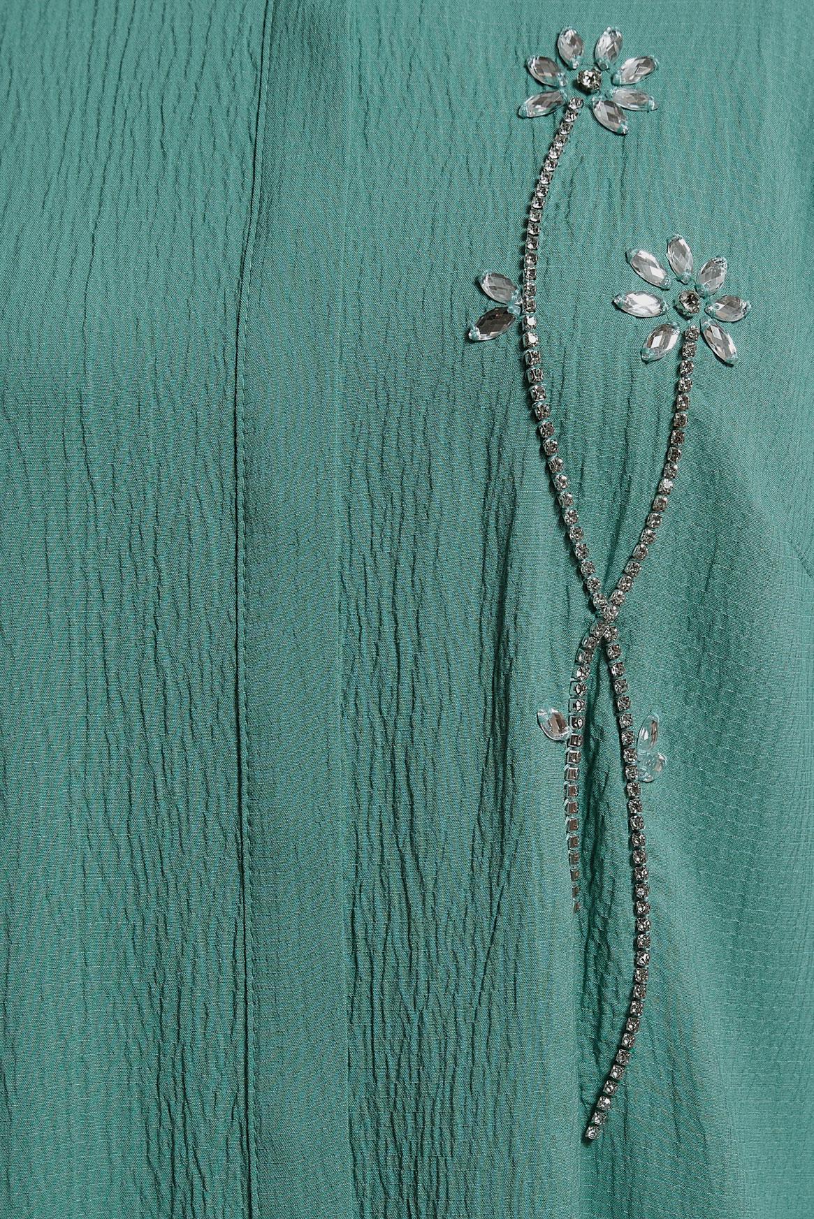 Tesettür giyim YEŞİL TAŞ BASKILI TUNİK 43921