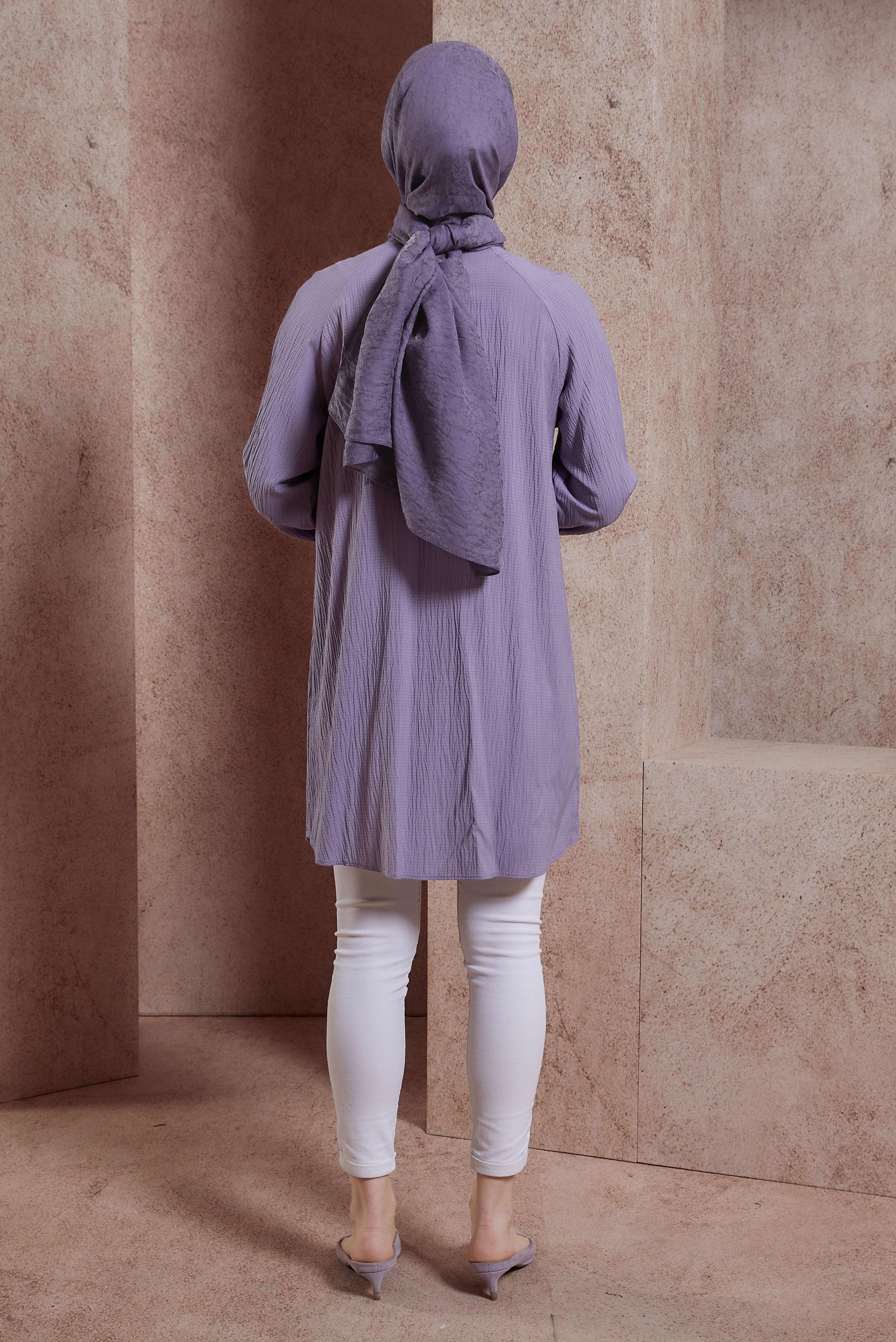 Tesettür giyim MÜRDÜM TAŞ BASKILI TUNİK 43921