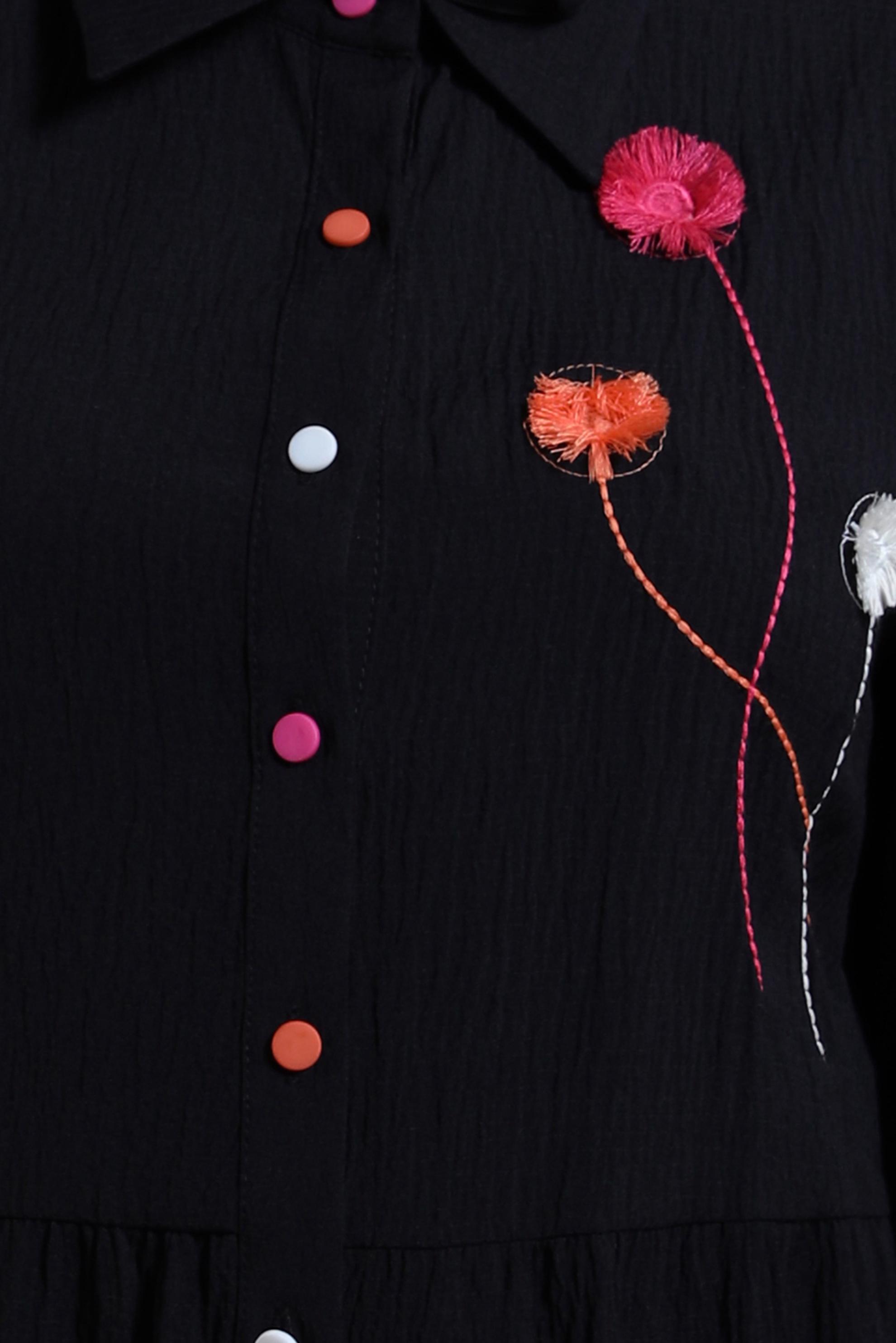 Tesettür giyim SİYAH PÜSKÜL DETAYLI TUNİK 43926