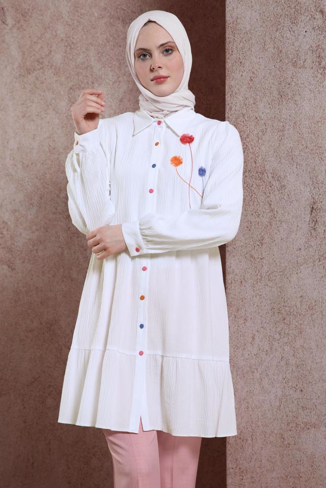 Tesettür giyim  PÜSKÜL DETAYLI TUNİK 43926 - ALVİNA