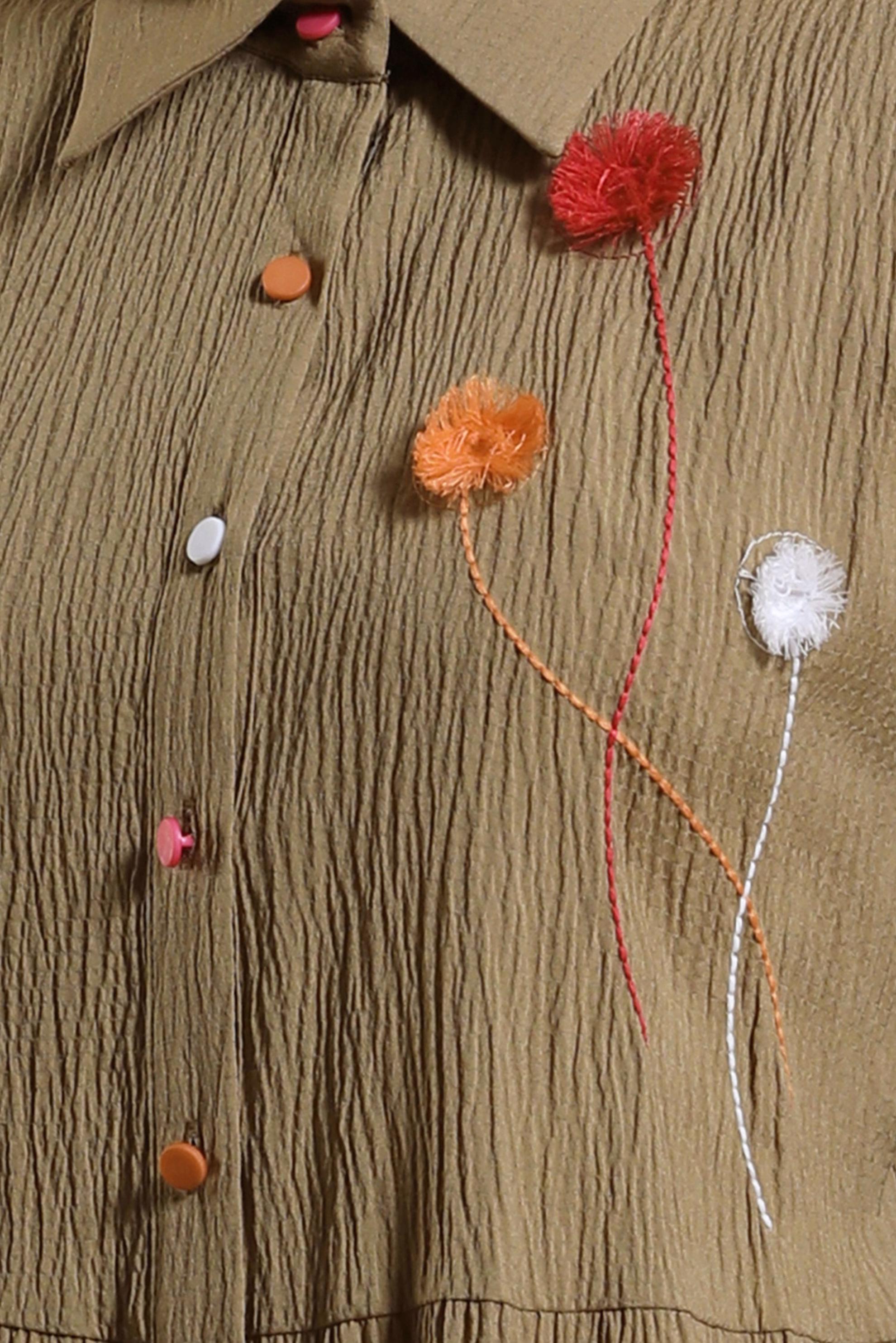 Tesettür giyim KAHVE PÜSKÜL DETAYLI TUNİK 43926