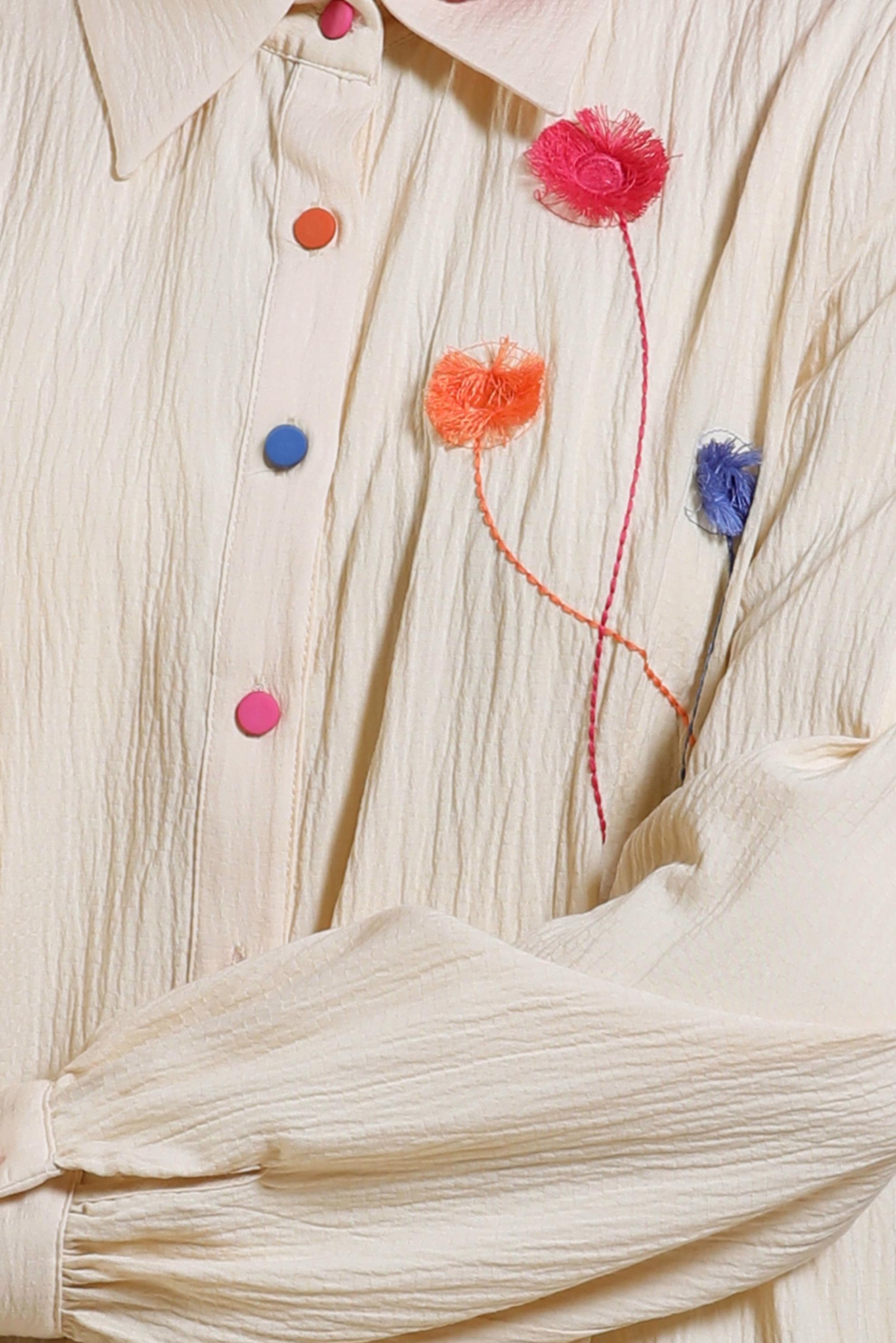 Tesettür giyim EKRU PÜSKÜL DETAYLI TUNİK 43926